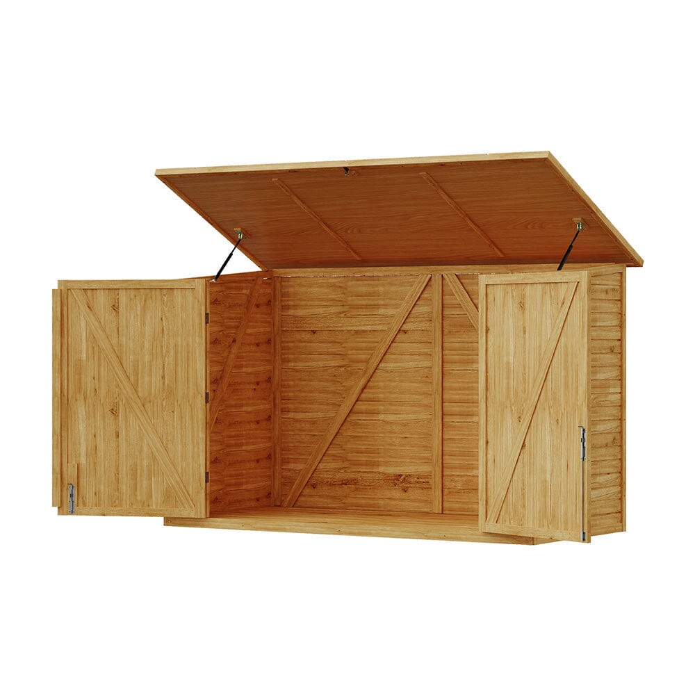 Wooden Bicycle Shed with Asphalt Roof and Steel Locking Door Living and Home 220*103*133cm 