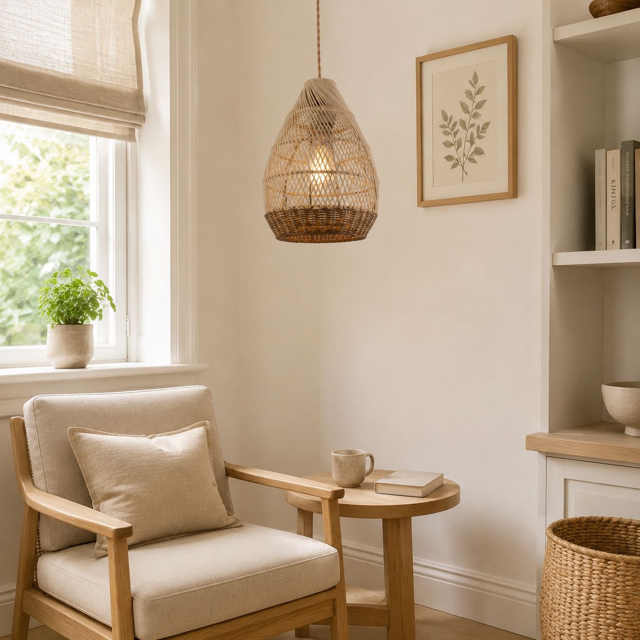 Lightsin Handwoven Boho Teardrop Design Rattan Iron Pendant Light Lightsin UK 