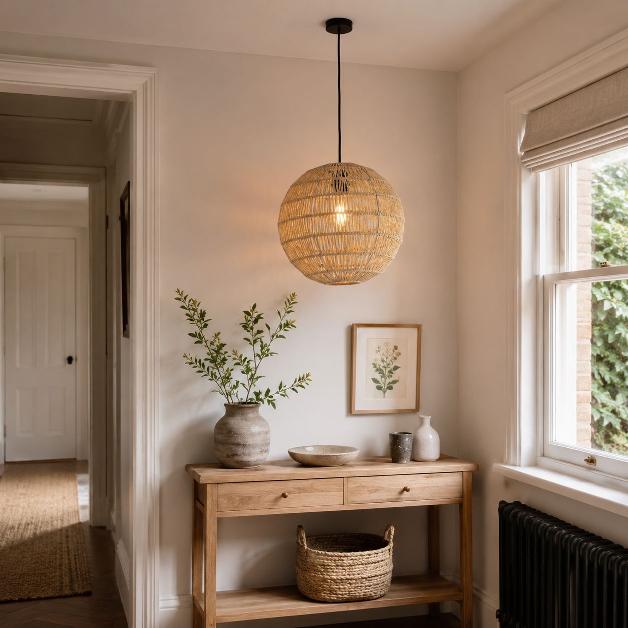 Lightsin Round Cotton Rope Pendant Light – Handwoven Ceiling Pendant for Living Room, Dining Room & Kitchen Lightsin UK 