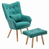 107cm Height Velvet Wingback Lounge Armchair and Footstool Wingback Chairs Living and Home 
