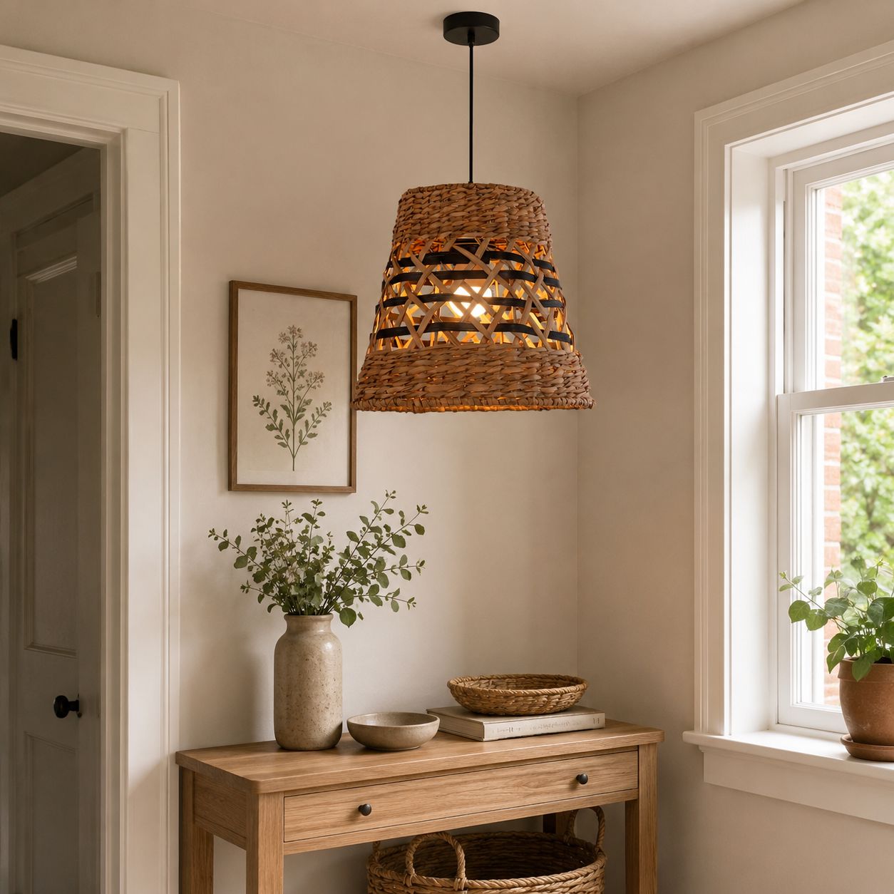 Lightsin Handwoven Paper Rope Pendant Light Bohemian Rustic Charm Lightsin UK 