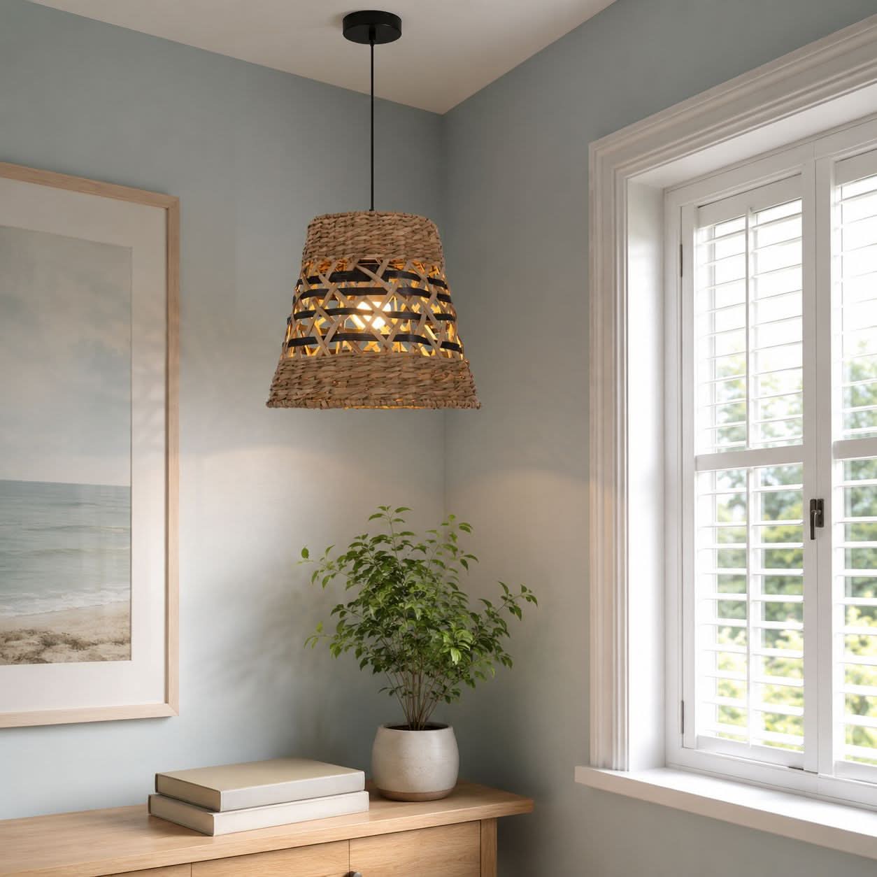 Lightsin Handwoven Paper Rope Pendant Light Bohemian Rustic Charm Lightsin UK 