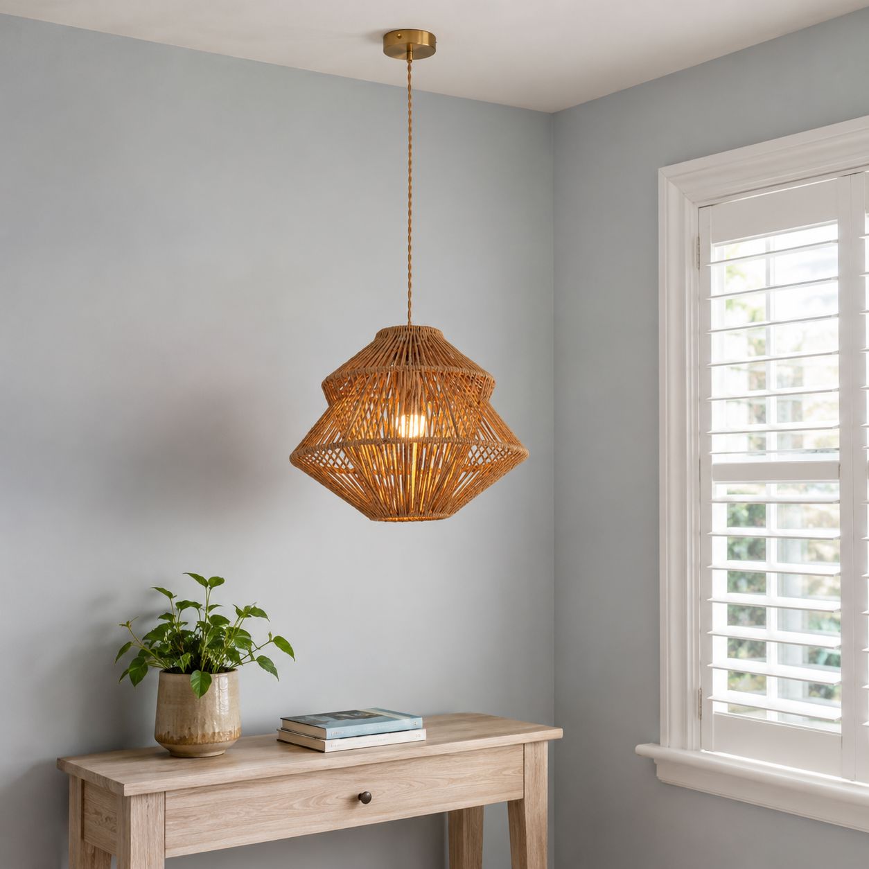Lightsin Rustic Paper Rope Iron Pendant Light Lightsin UK 