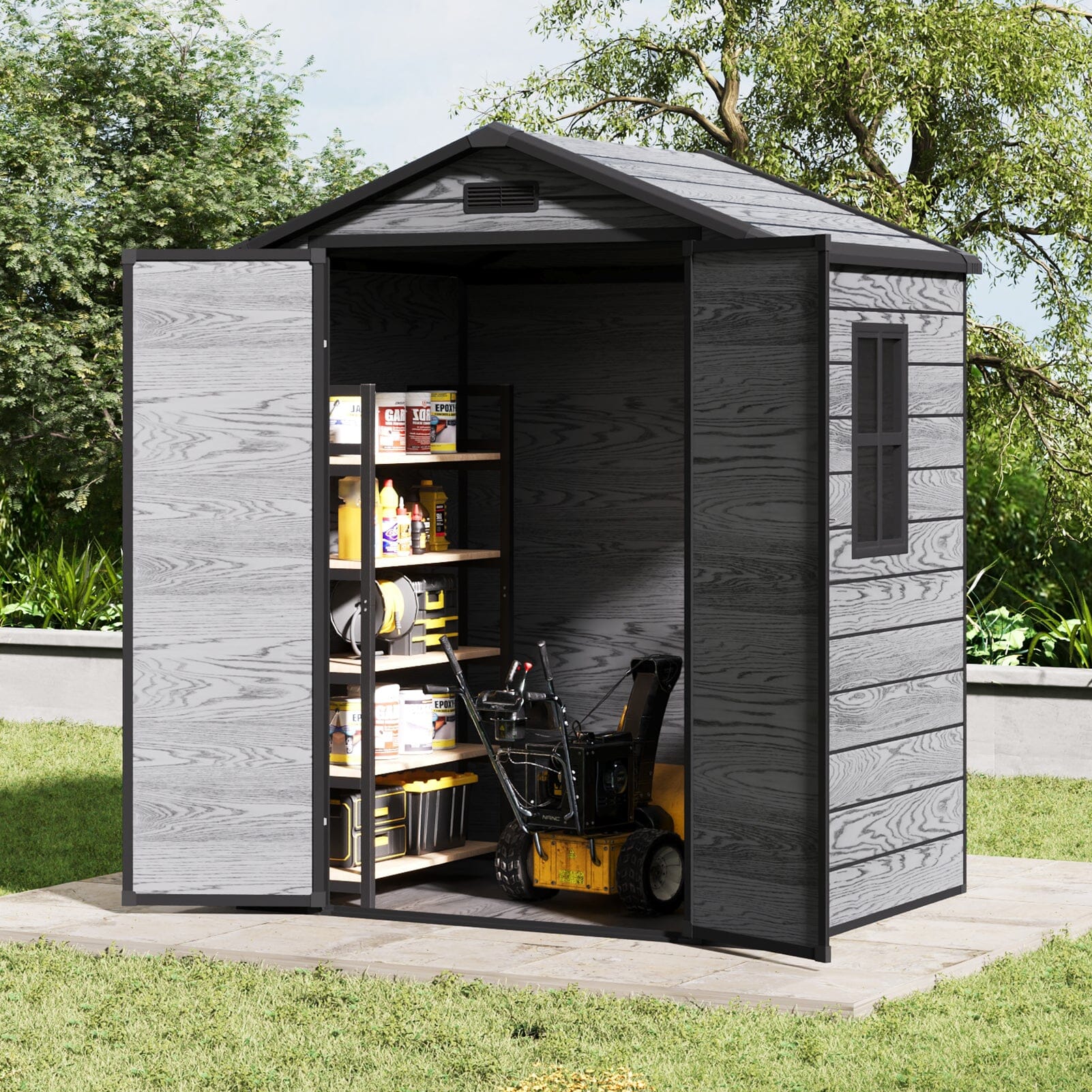 6x4ft Plastic Corrosion-Resistant Garden Storage Shed with Lockable Door Living and Home 