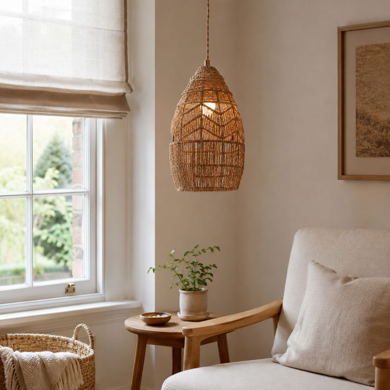 Lightsin Handwoven Rattan Bell Pendant Light for Dining Room Decor Lightsin UK 