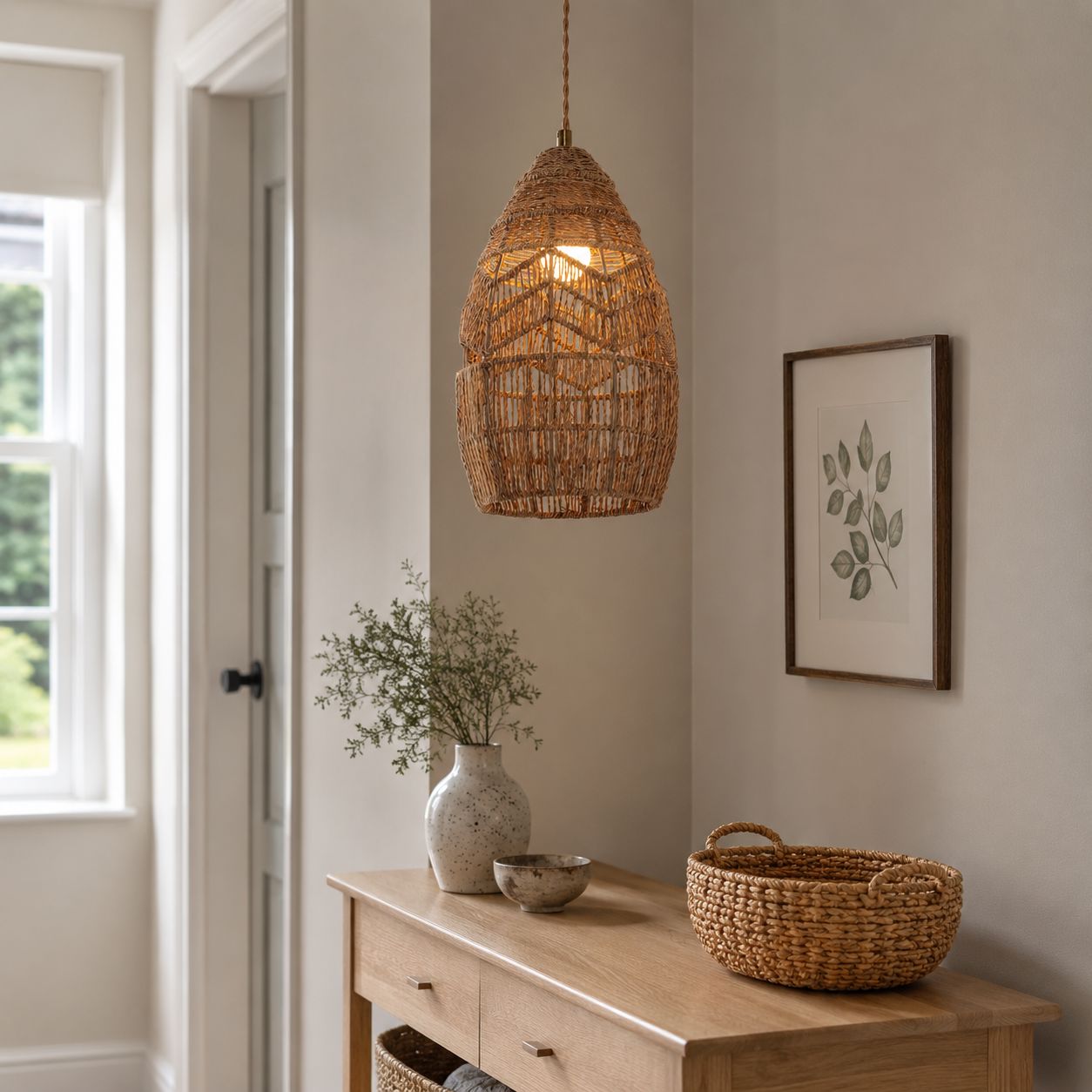 Lightsin Handwoven Rattan Bell Pendant Light for Dining Room Decor Lightsin UK 