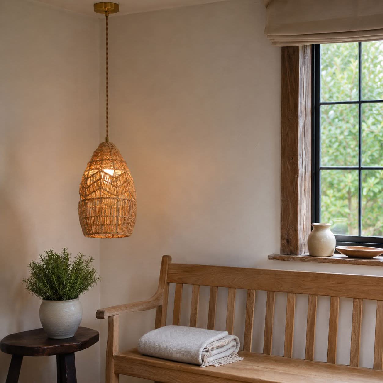 Lightsin Handwoven Rattan Bell Pendant Light for Dining Room Decor Lightsin UK 