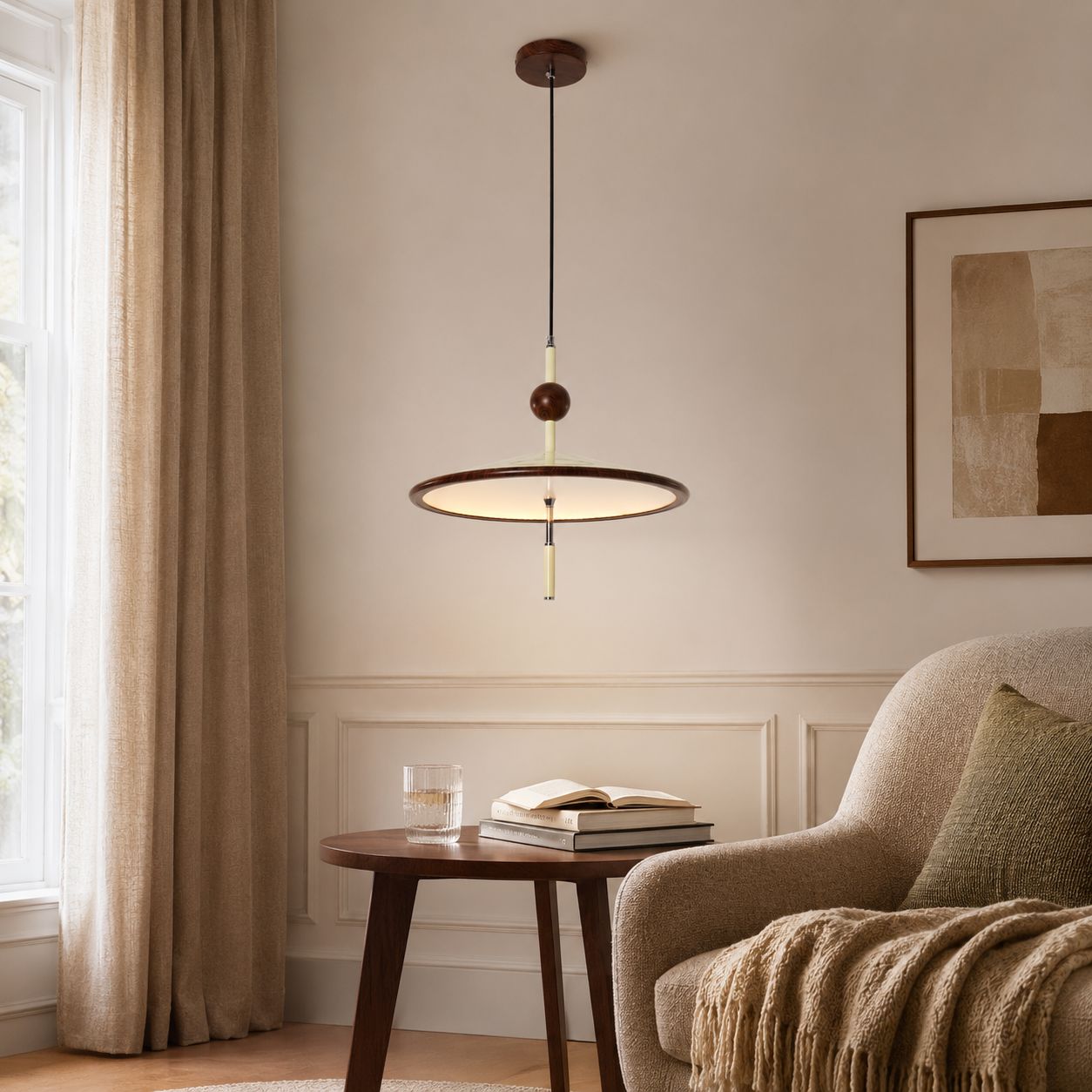 Beige Iron Pendant Light | Colour-Changing E27 Ceiling Lamp Pendant Light Lightsin UK 
