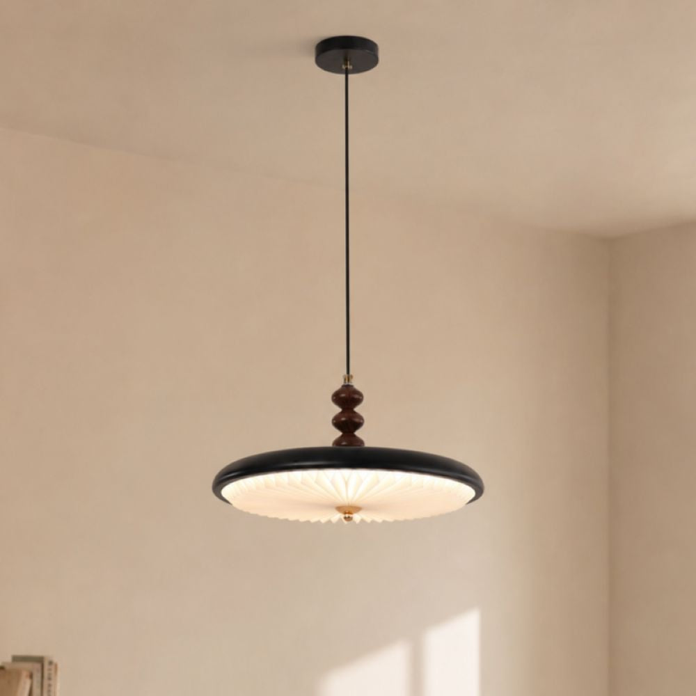 Black Pleated Pendant Light | Colour-Changing LED Ceiling Lamp Pendant Light Lightsin UK In Stock 