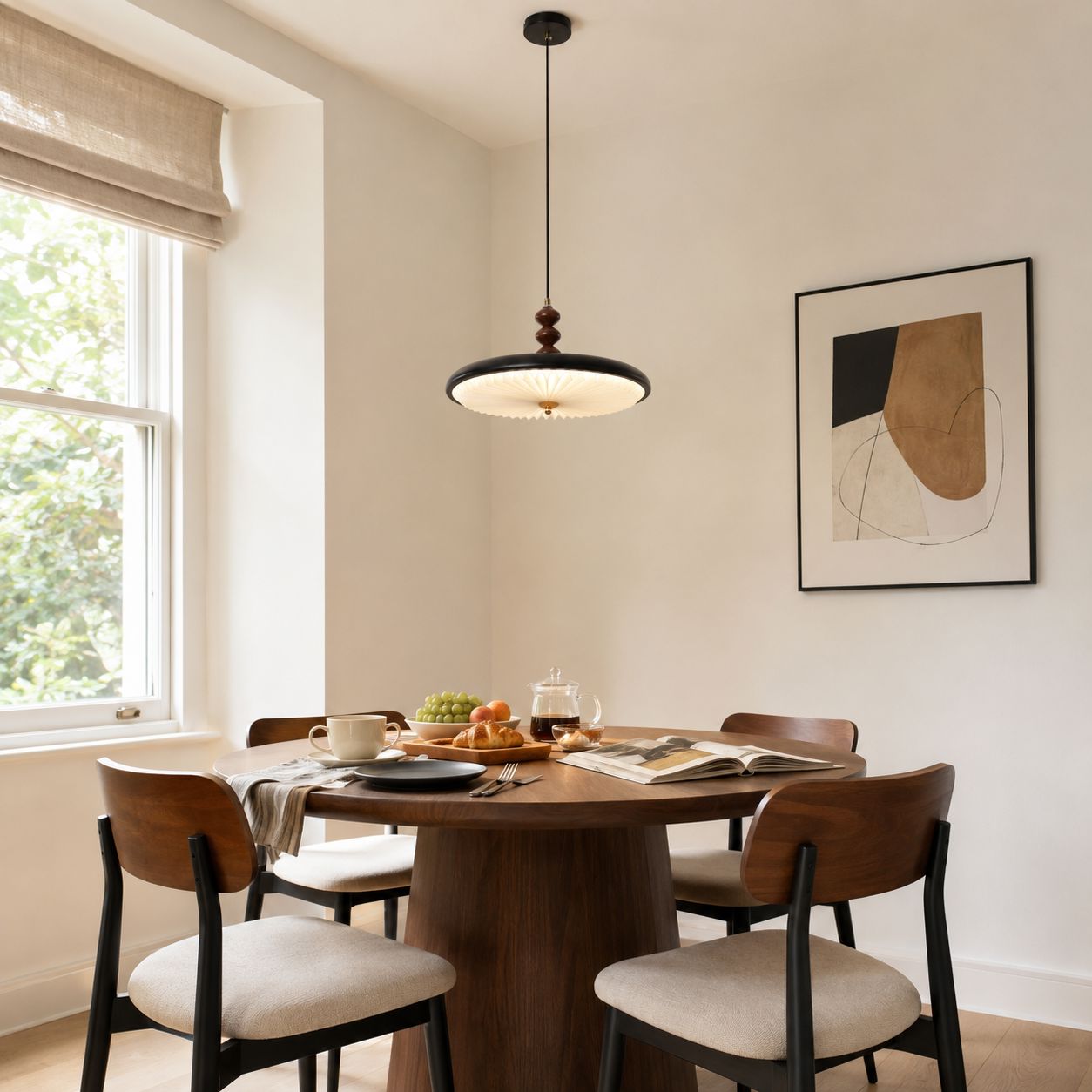 Black Pleated Pendant Light | Colour-Changing LED Ceiling Lamp Pendant Light Lightsin UK 
