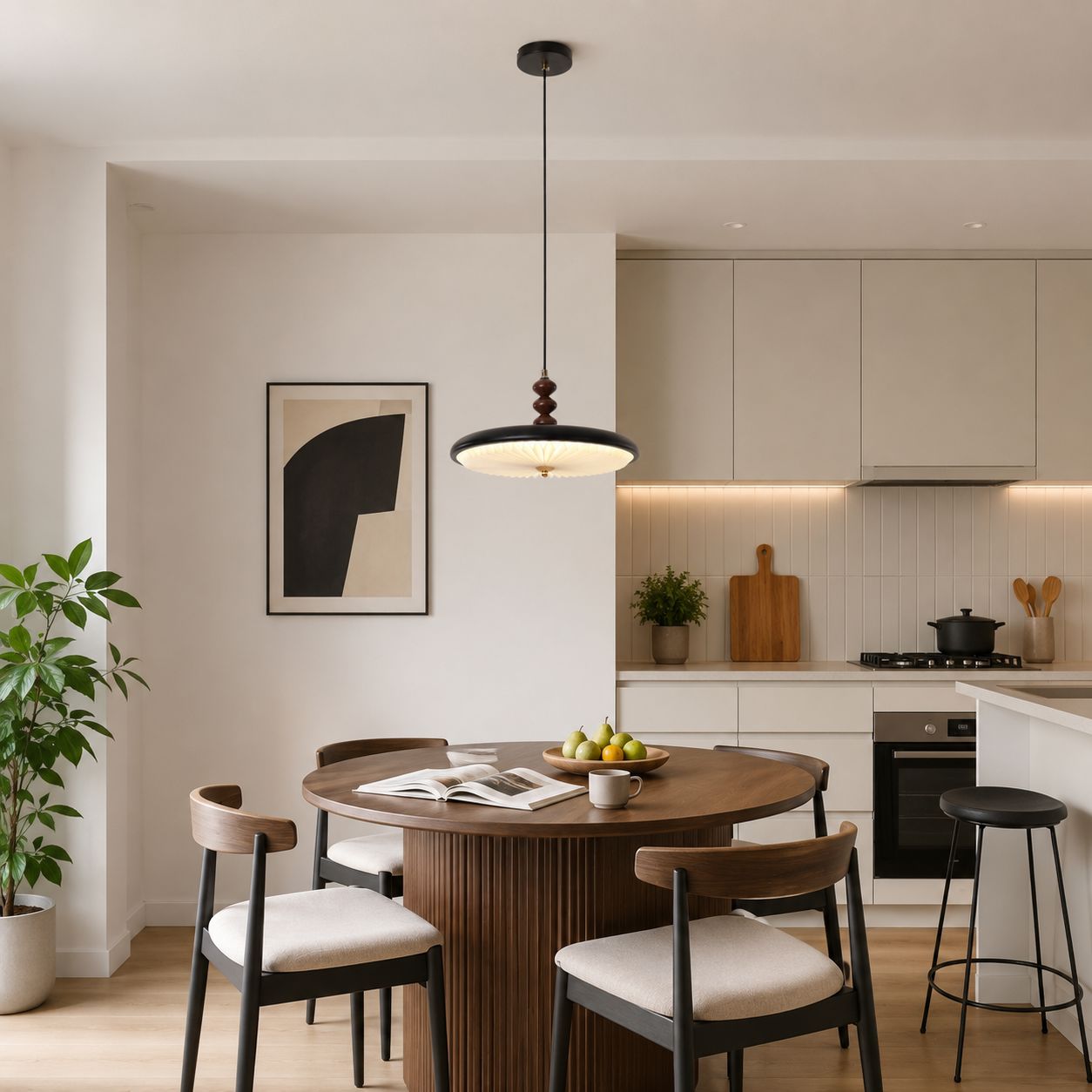 Black Pleated Pendant Light | Colour-Changing LED Ceiling Lamp Pendant Light Lightsin UK 