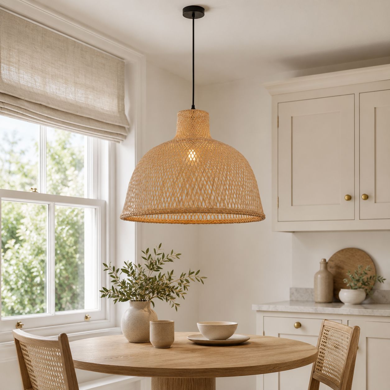 Lightsin Bamboo Dome Pendant Light – Handwoven Ceiling Lighting for Living Room & Kitchen Lightsin UK 