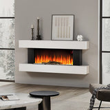 52 Inch Electric Fireplace Set 2kW Wall Mounted Heater Remote Control Fireplace Suites Living and Home 