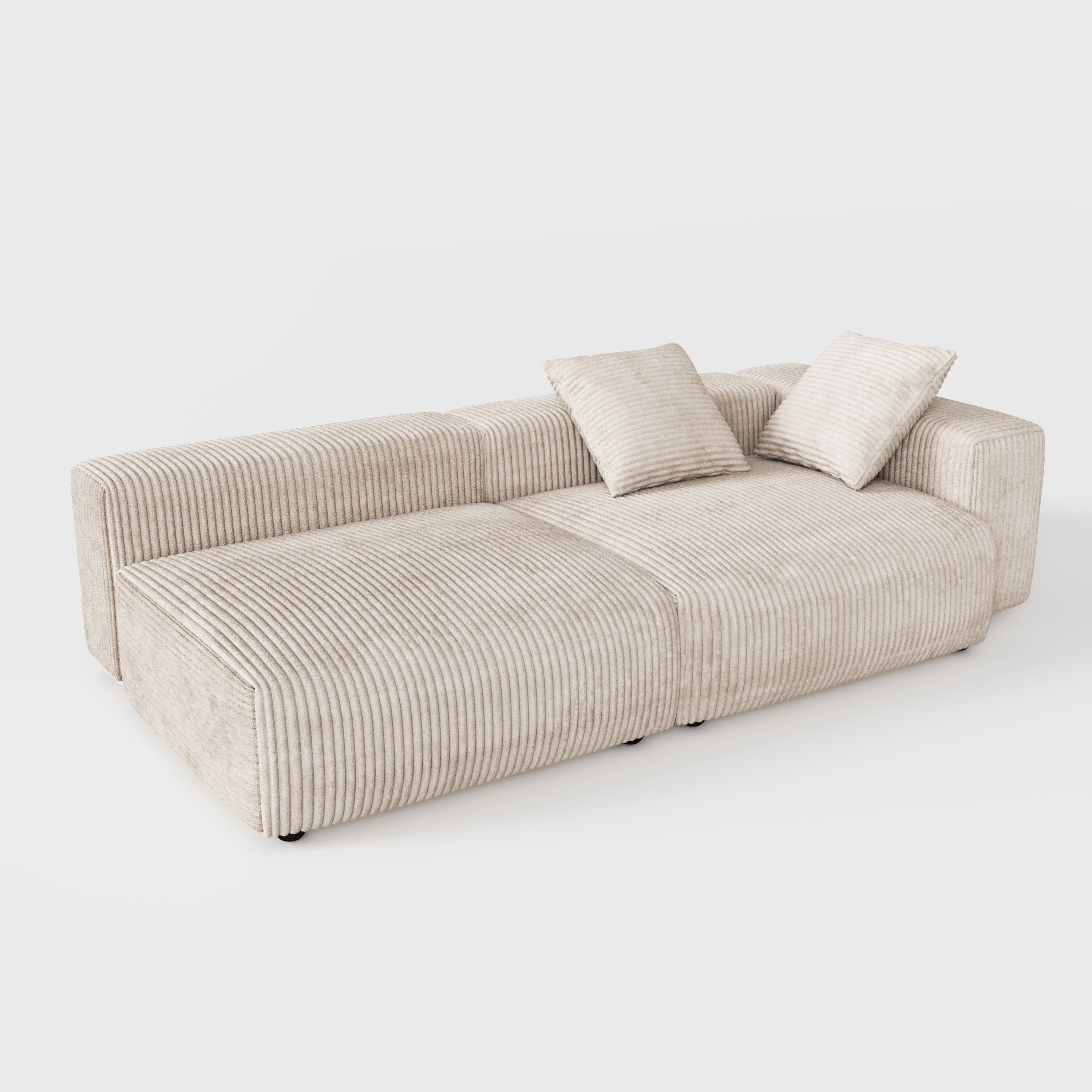 Cottonfy Corduroy Modular Wide Seat Chaise Sofa Block Living and Home 