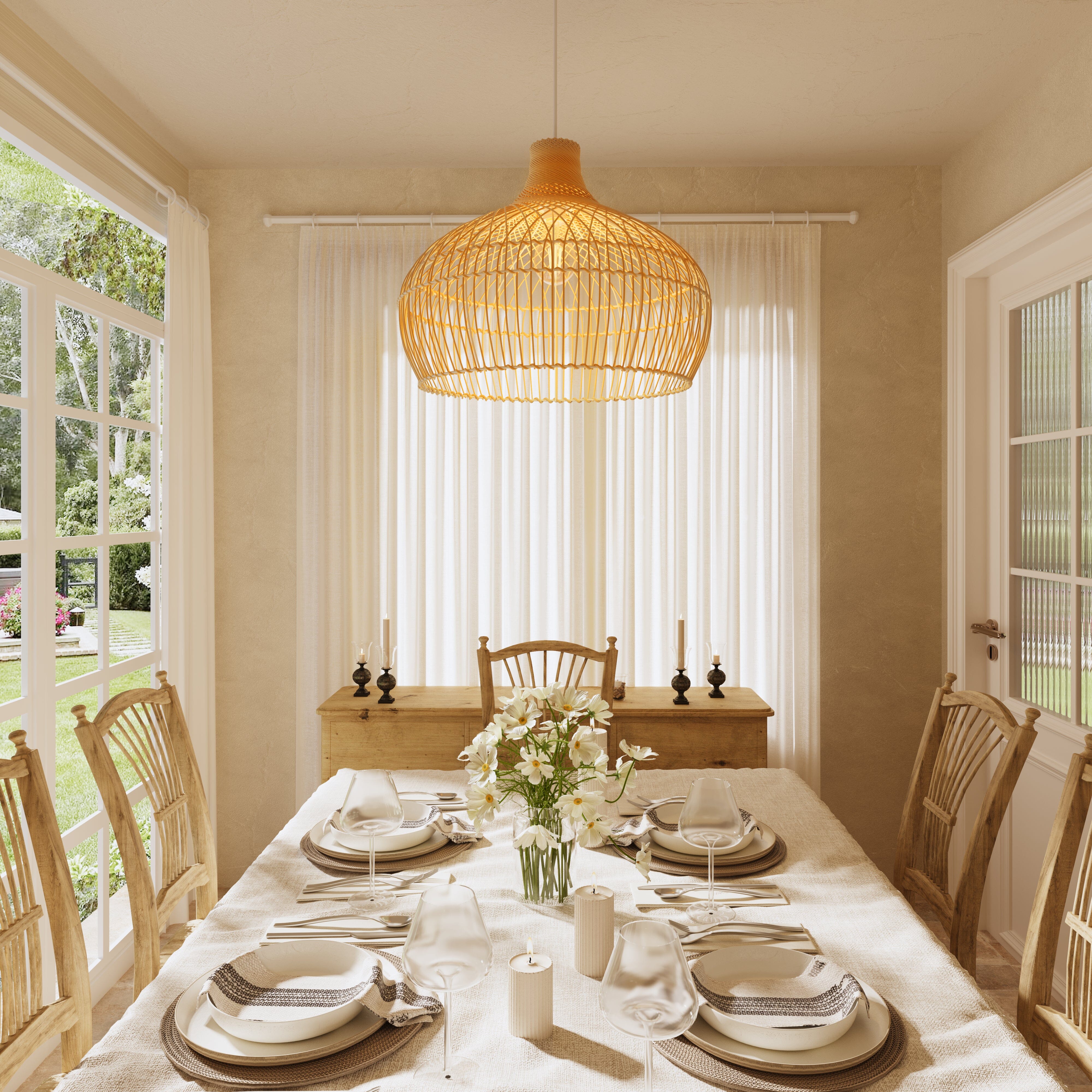 Lightsin Handwoven Gourd Shaped Rattan Pendant Light Lightsin UK 