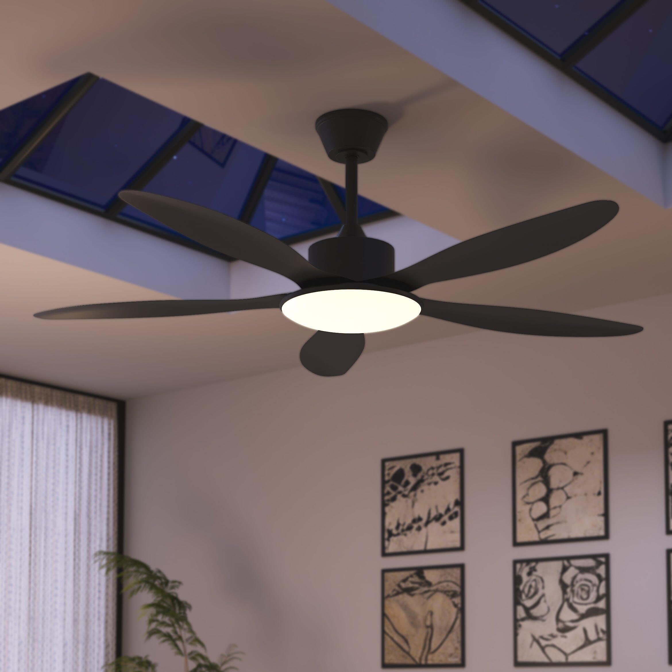 Lightsin 53-inch Modern Ceiling Fan with Light, Silent 5-Blade LED Fan with Remote Lightsin UK 