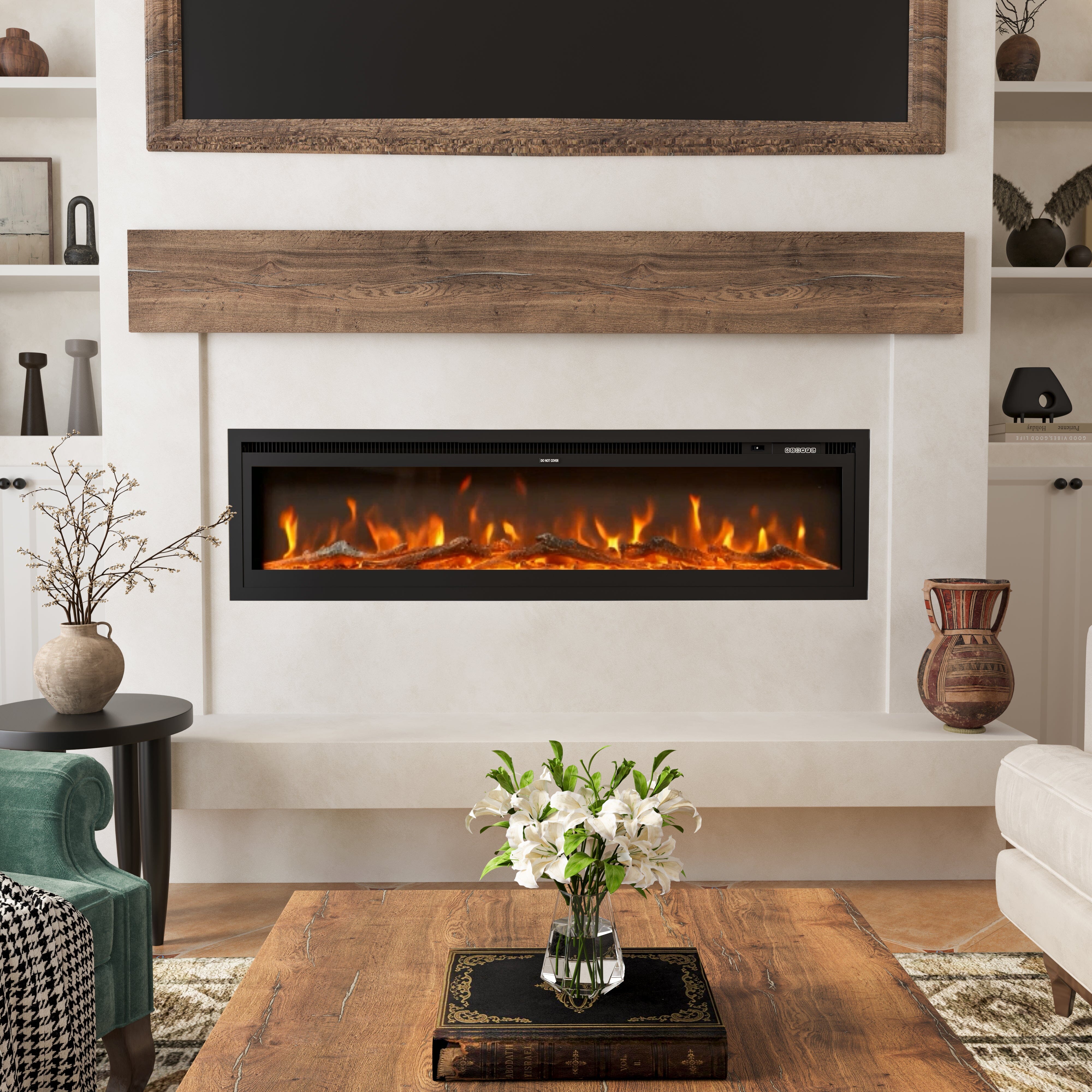 40/50/60/70/80 Inch Electric Fireplace 9 Colour LED Flame Effect Heater With Remote Control Freestanding Fireplaces Living and Home 