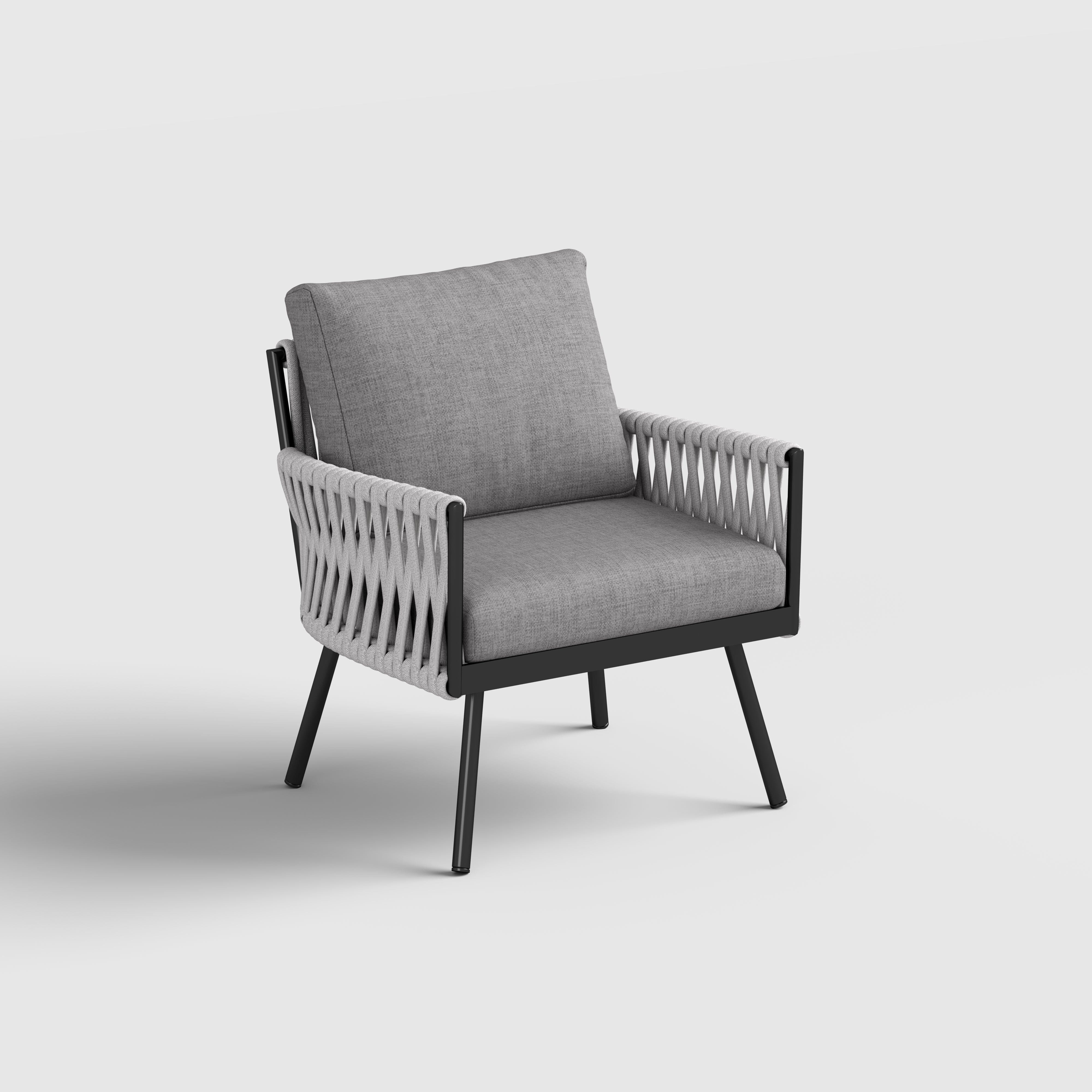 Outdoor Garden Furniture Set with Rope Weave and All Metal Frame 4 Piece Design Living and Home 