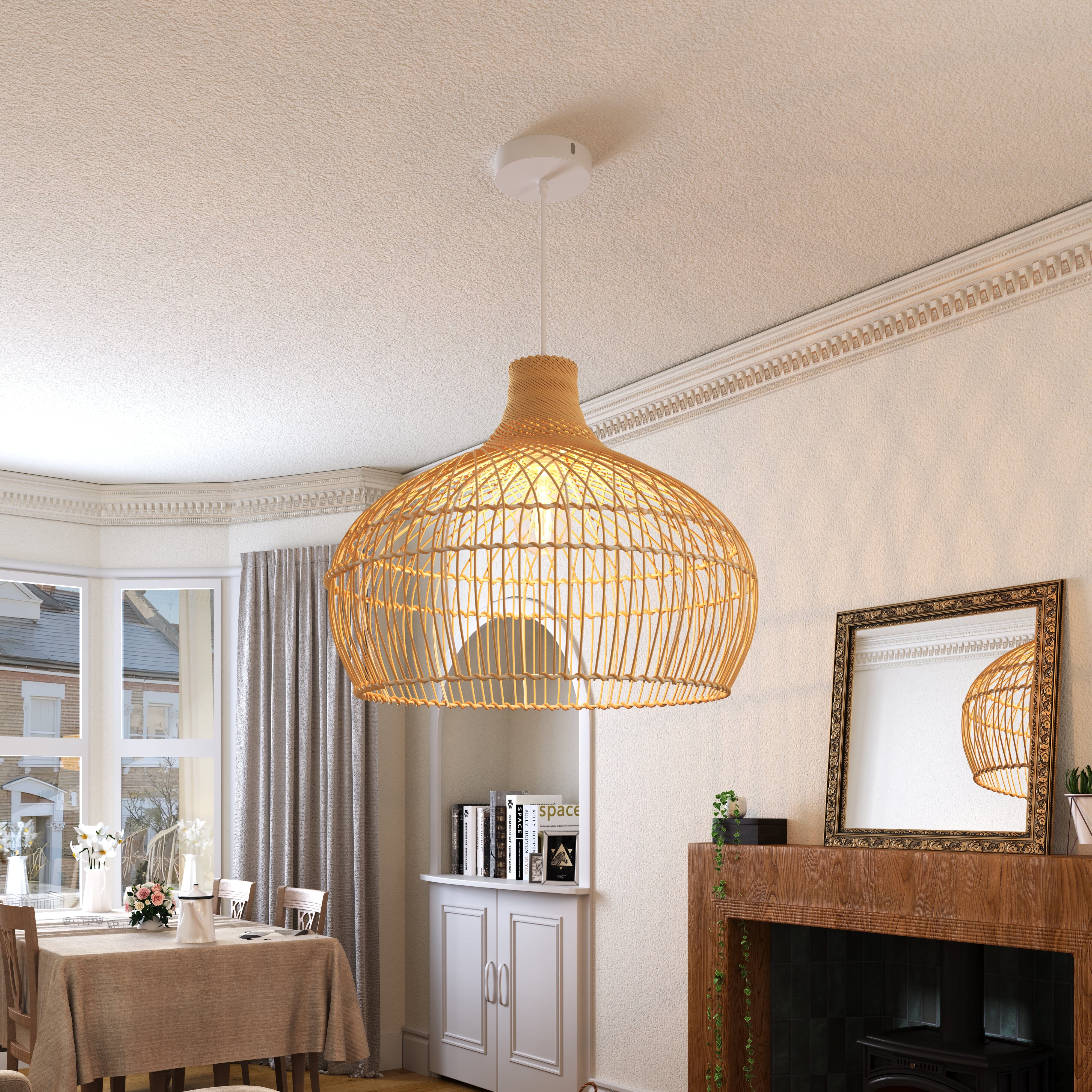 Lightsin Handwoven Gourd Shaped Rattan Pendant Light Lightsin UK 