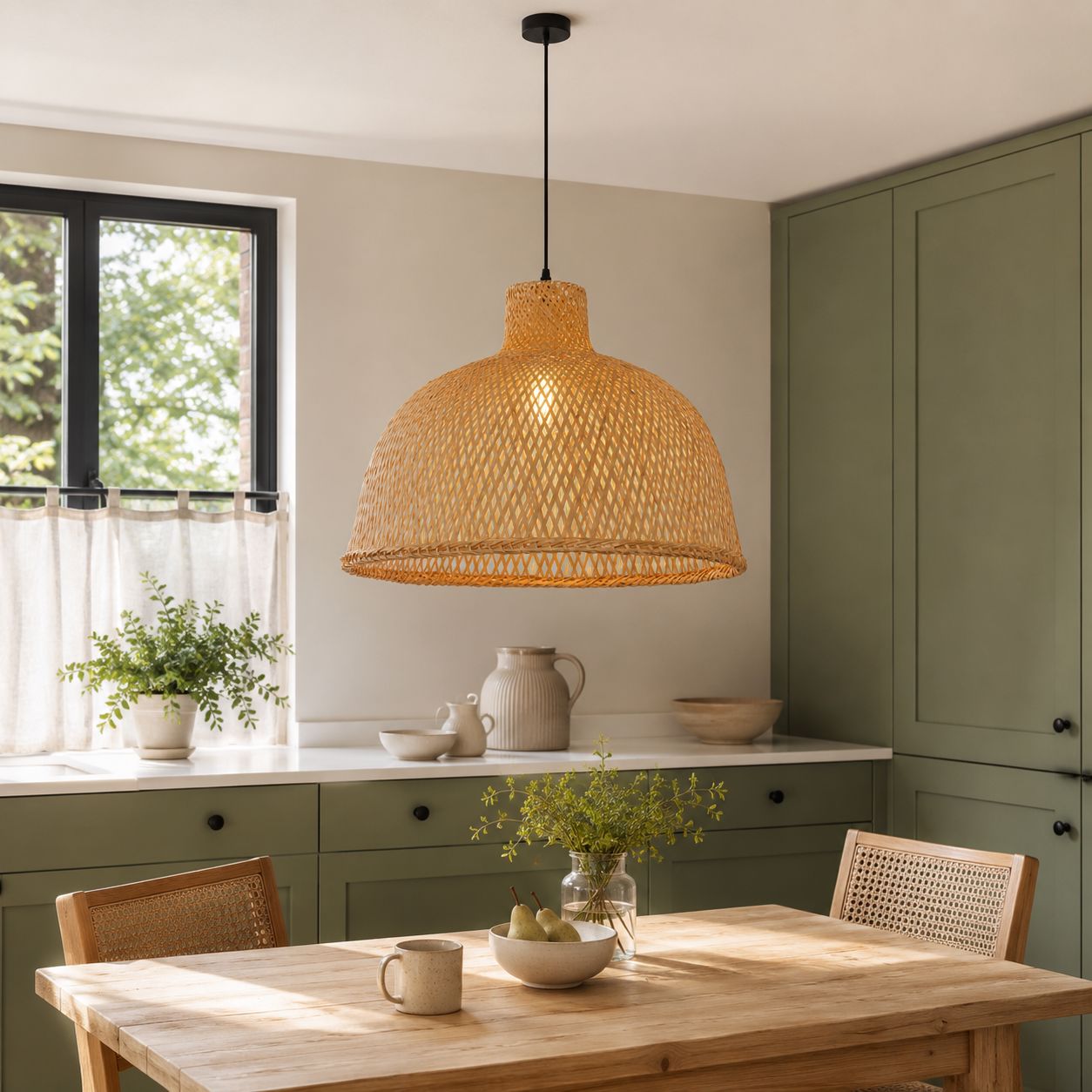 Lightsin Bamboo Dome Pendant Light – Handwoven Ceiling Lighting for Living Room & Kitchen Lightsin UK 