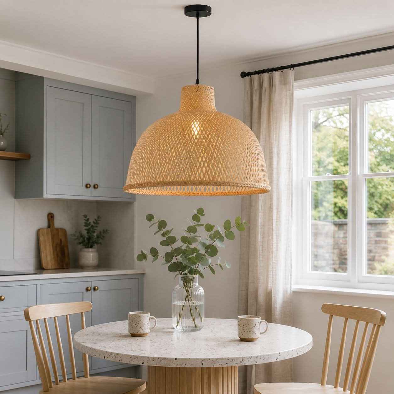 Lightsin Bamboo Dome Pendant Light – Handwoven Ceiling Lighting for Living Room & Kitchen Lightsin UK 