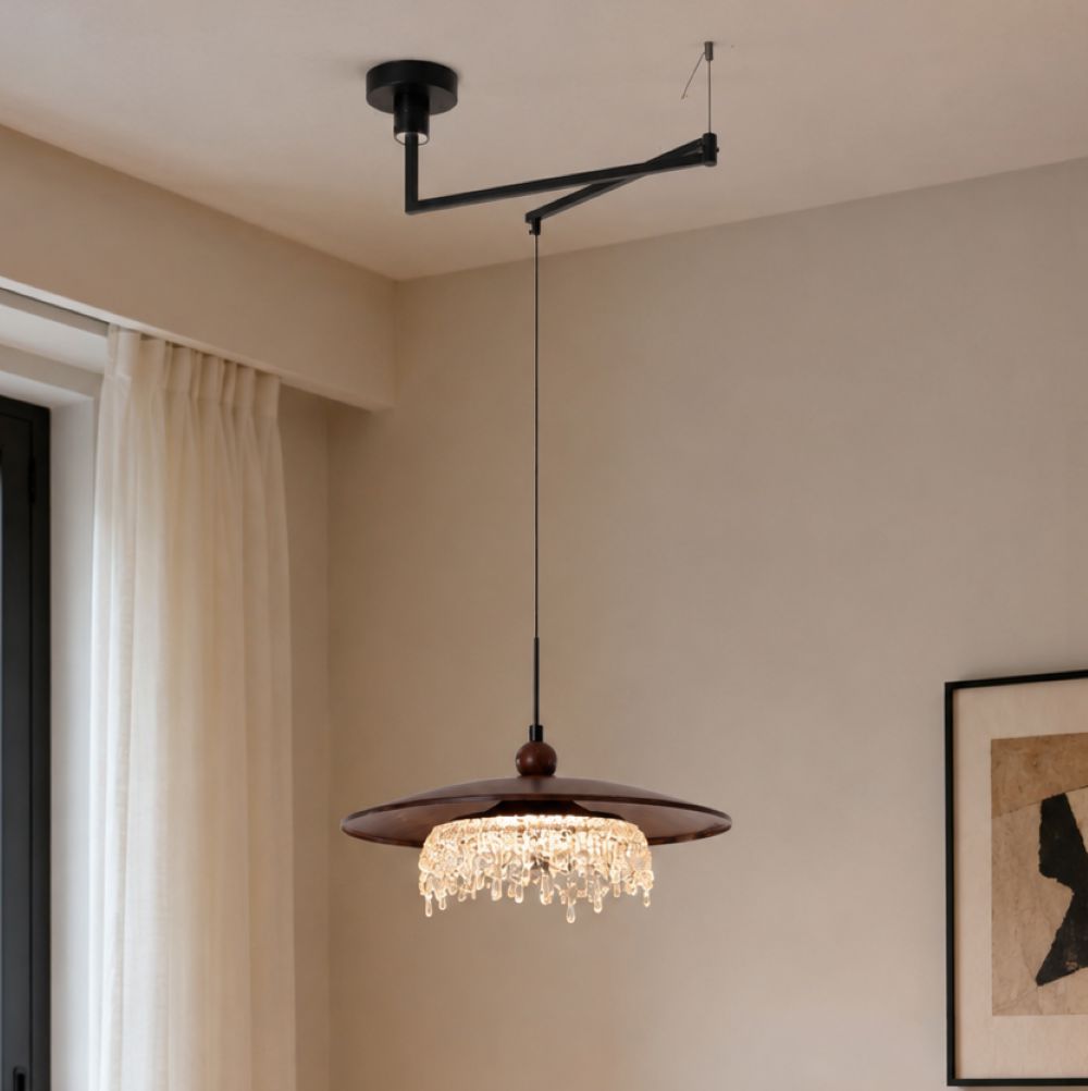 Walnut Folding Acrylic Pendant Light | Adjustable Modern Ceiling Lamp Pendant Light Lightsin UK In Stock 