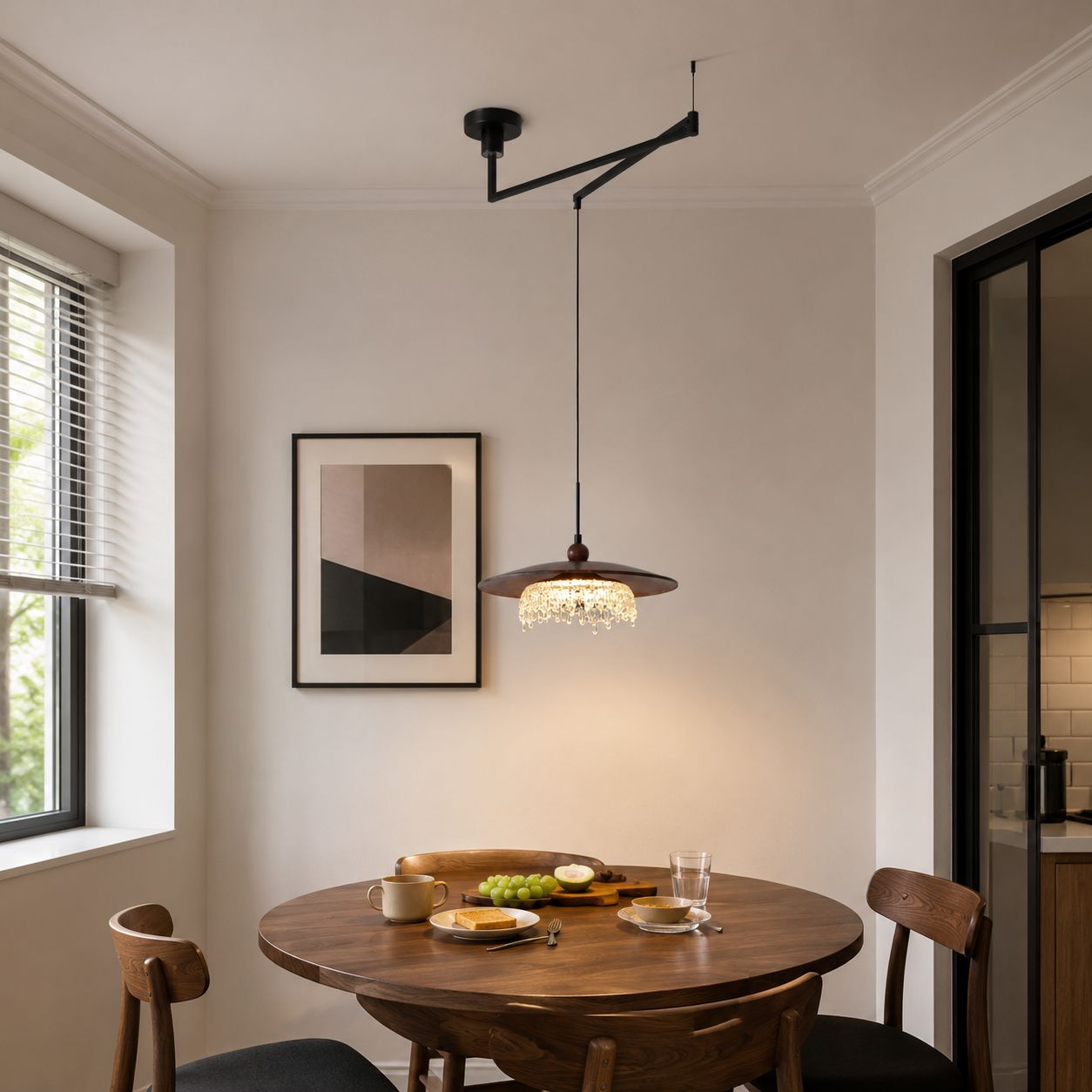 Walnut Folding Acrylic Pendant Light | Adjustable Modern Ceiling Lamp Pendant Light Lightsin UK 