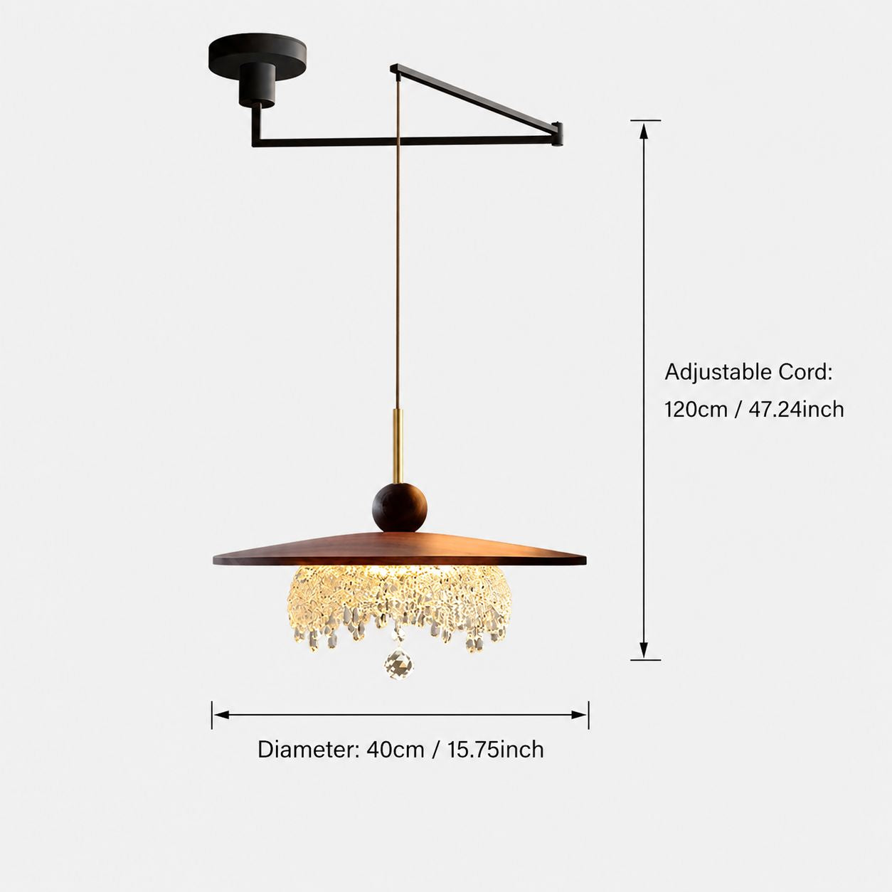 Walnut Folding Acrylic Pendant Light | Adjustable Modern Ceiling Lamp Pendant Light Lightsin UK 