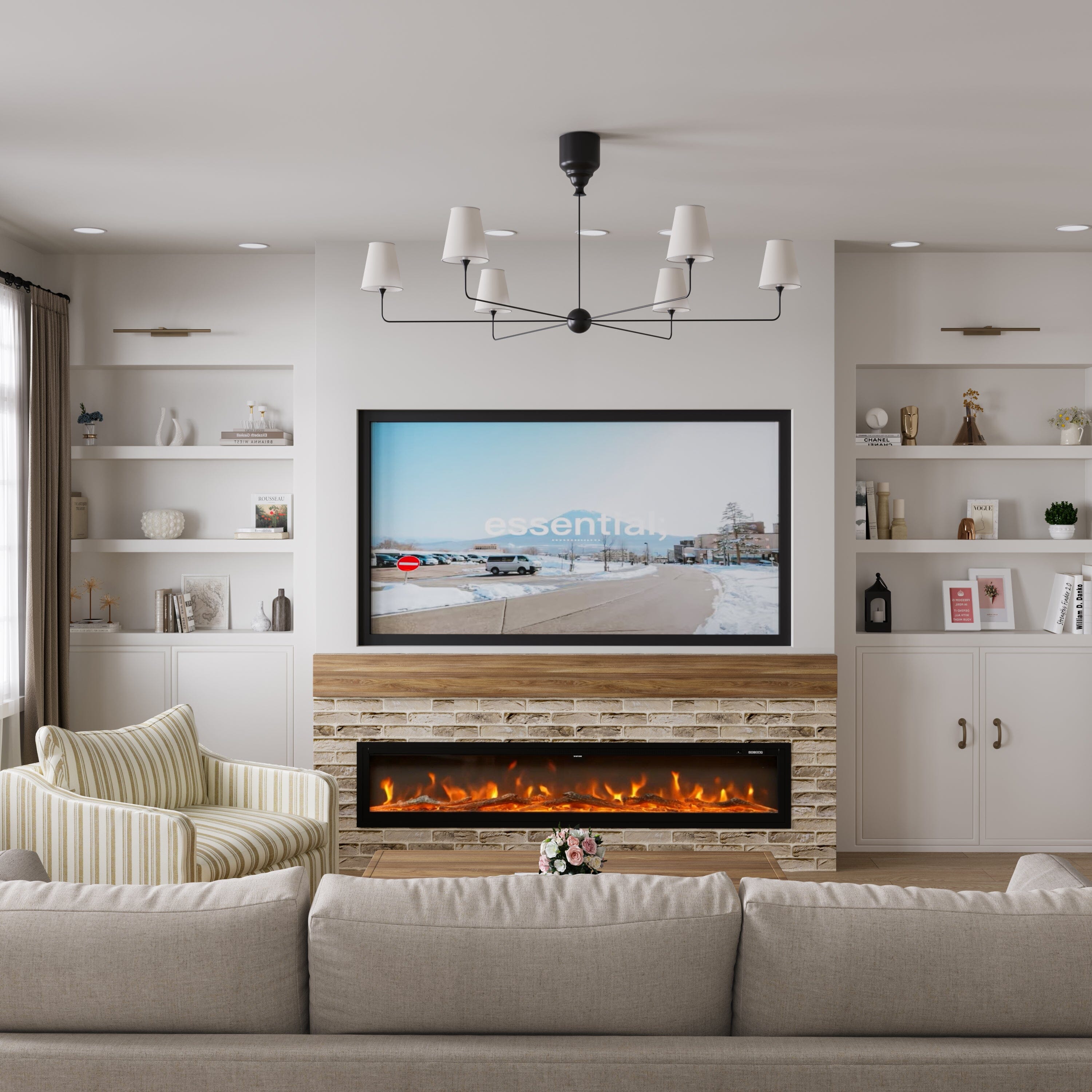 40/50/60/70/80 Inch Electric Fireplace 9 Colour LED Flame Effect Heater With Remote Control Freestanding Fireplaces Living and Home 