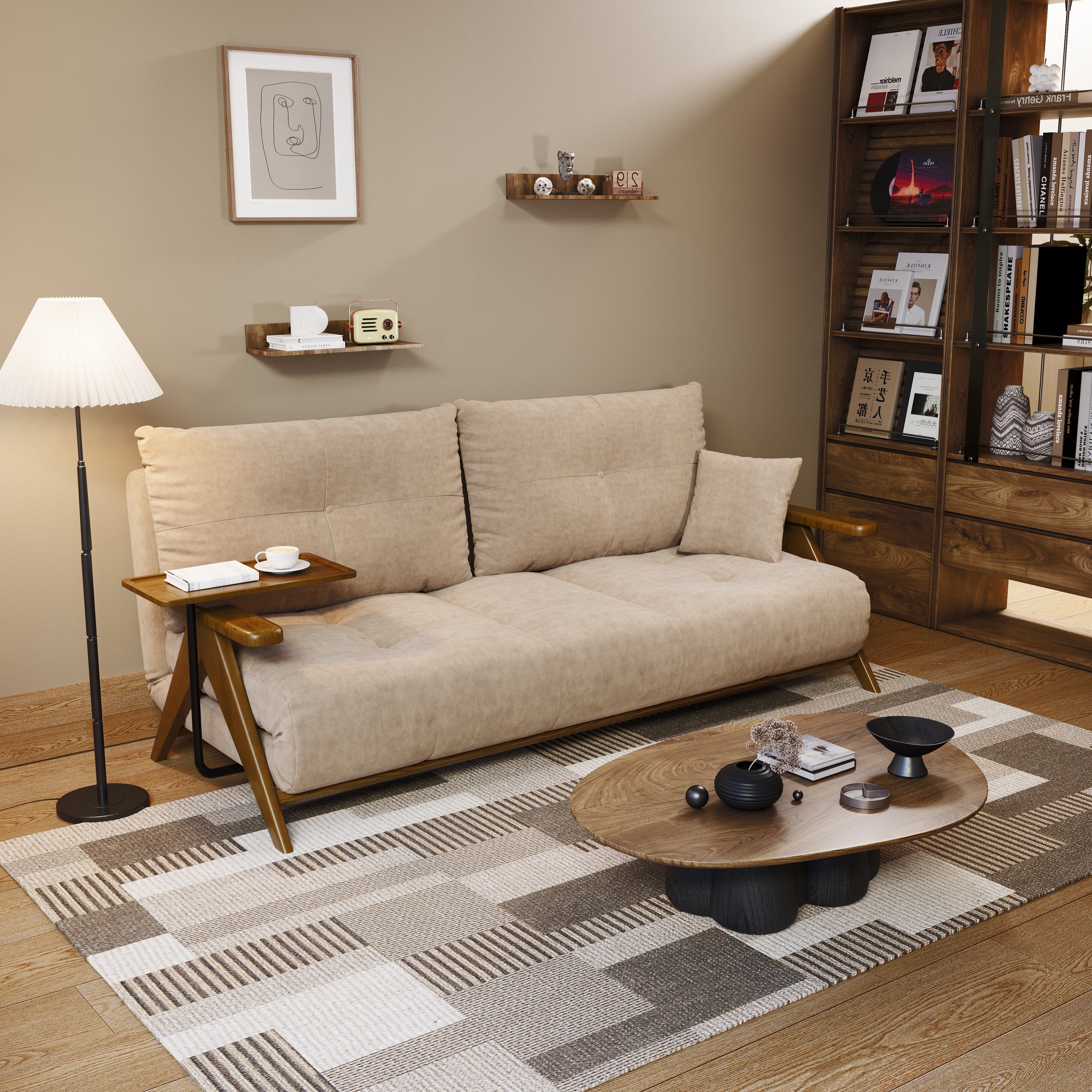 Cottonfy Foldable Matte Fabric Solid Wood 3 Mode Sofa Bed Cottonfy UK 