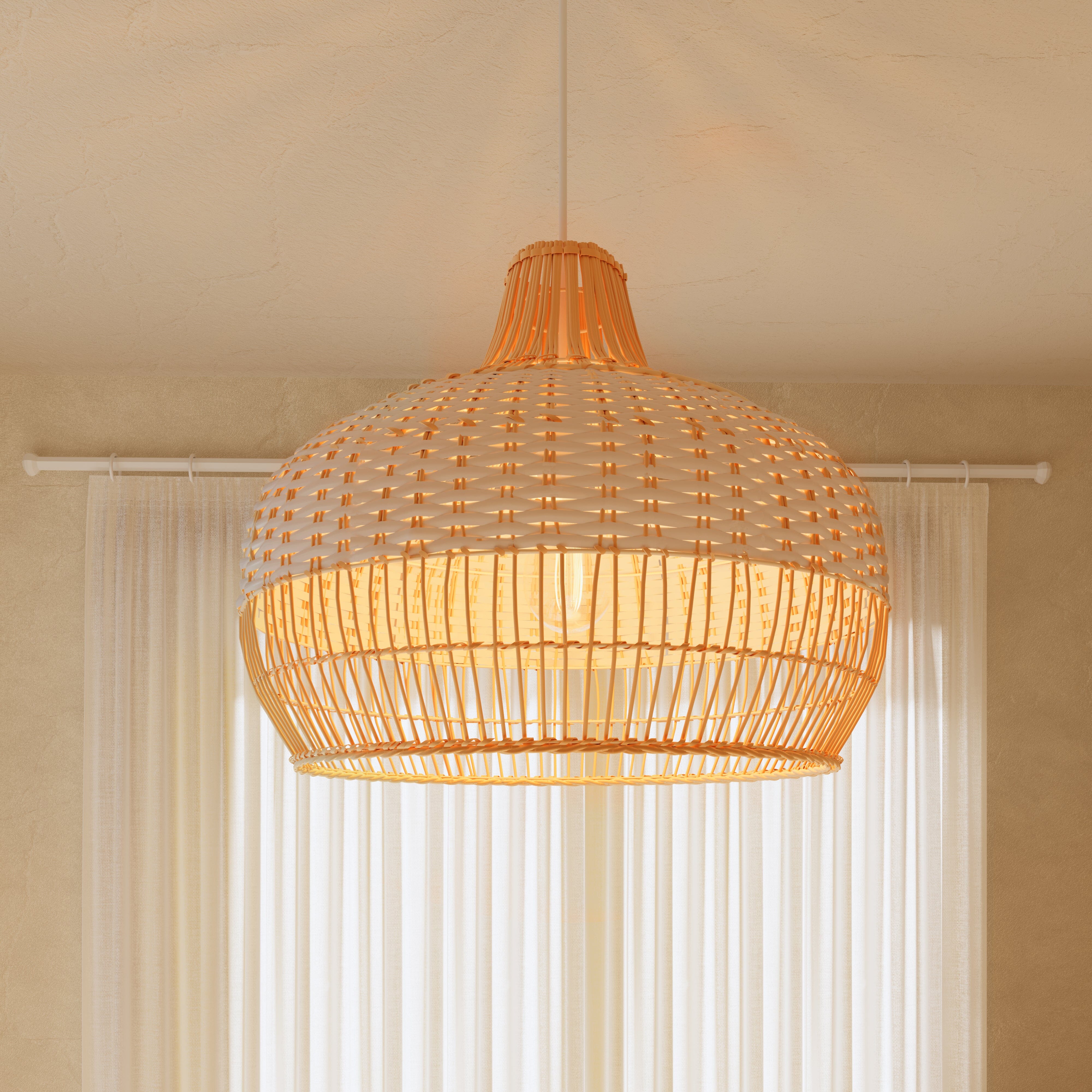 Lightsin Handwoven Rattan Pendant Light for Kitchen and Boho-Style Interiors Lightsin UK L 
