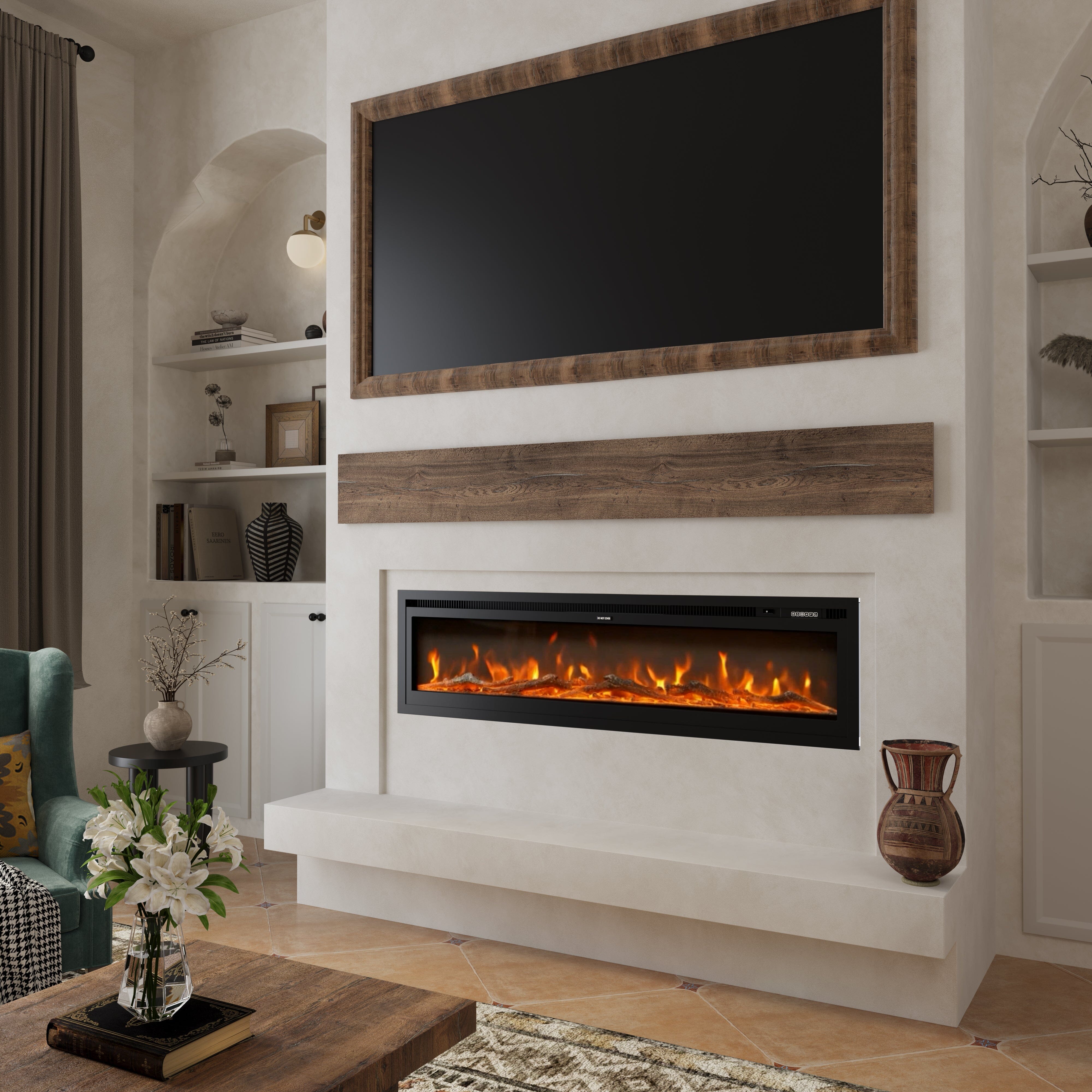 40/50/60/70/80 Inch Electric Fireplace 9 Colour LED Flame Effect Heater With Remote Control Freestanding Fireplaces Living and Home 