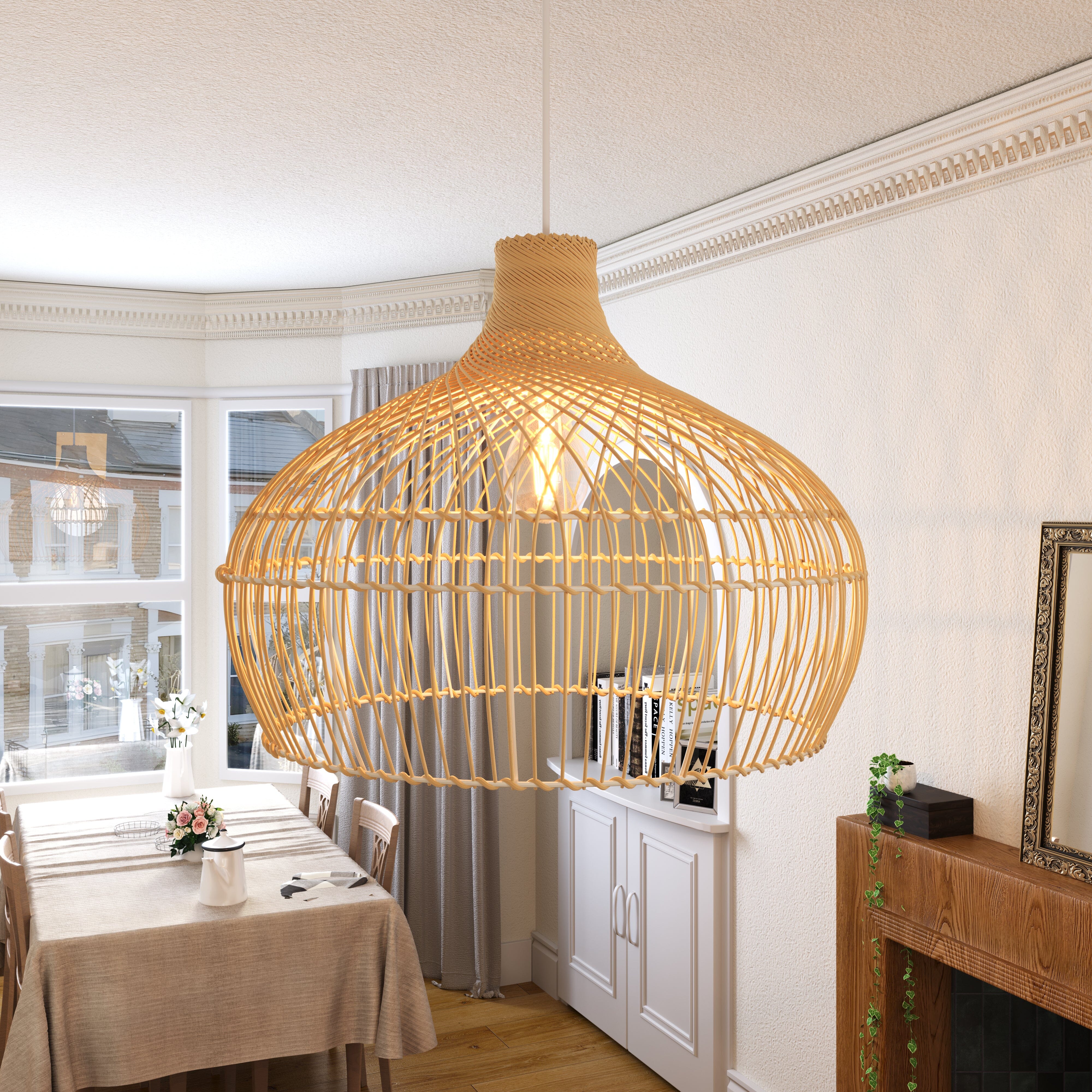 Lightsin Handwoven Gourd Shaped Rattan Pendant Light Lightsin UK 