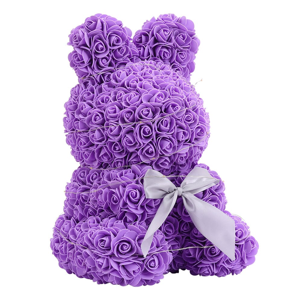 Simulation Foam Forever Rose Bunny Gift Box-Purple With Light String Living and Home 