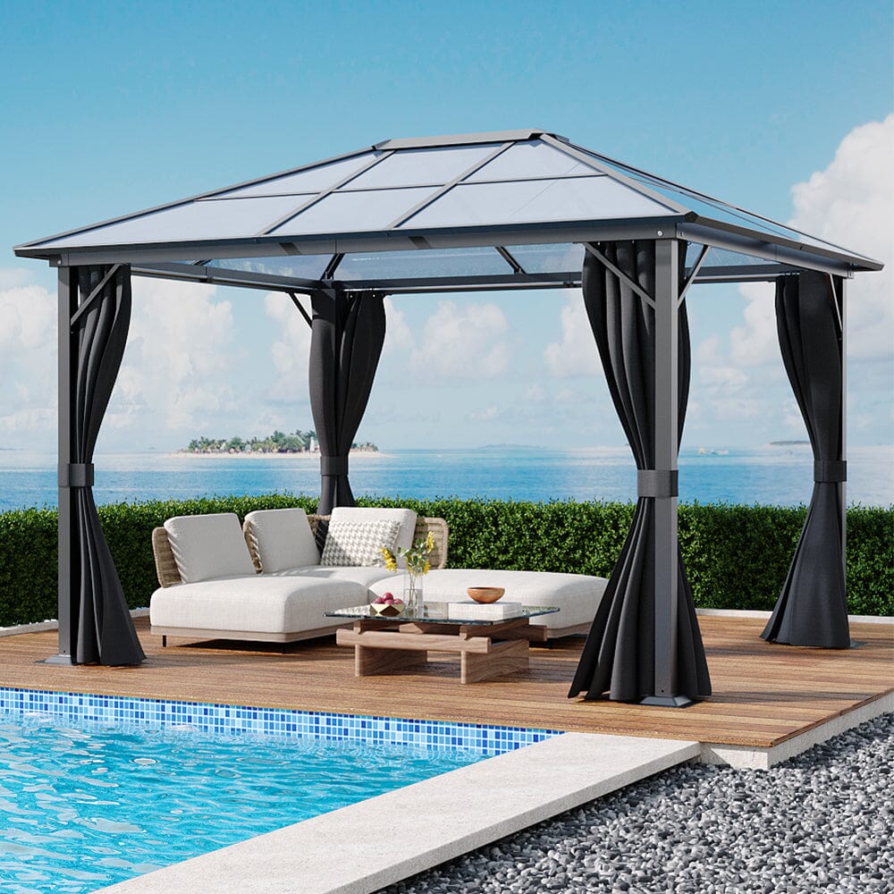 3*3.65*2.6m Dark Grey Single-roof Sunshade Canopy with Surrounding Fabric Living and Home 