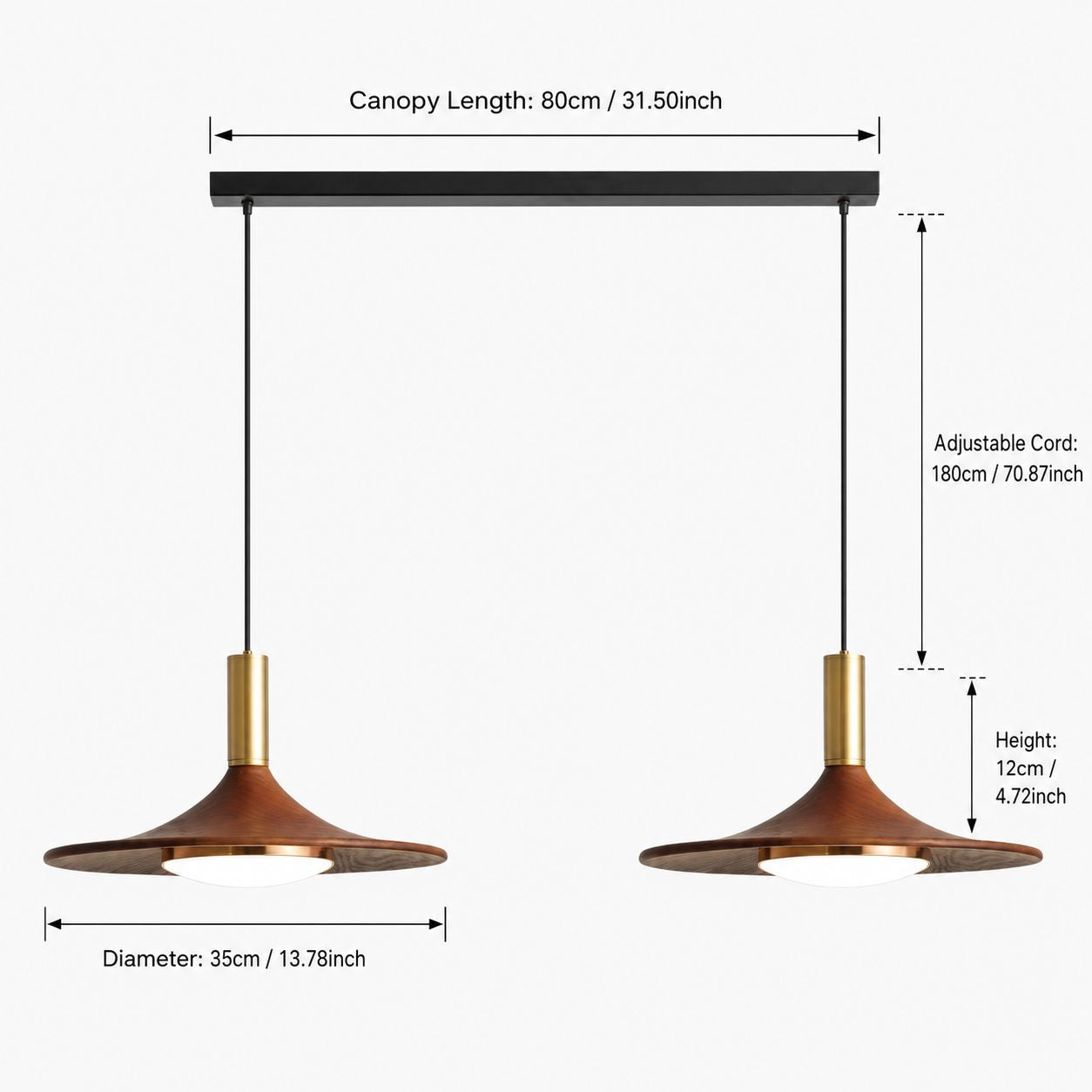 Walnut Double Pendant Light | Linear E27 Ceiling Lamp Pendant Light Lightsin UK 
