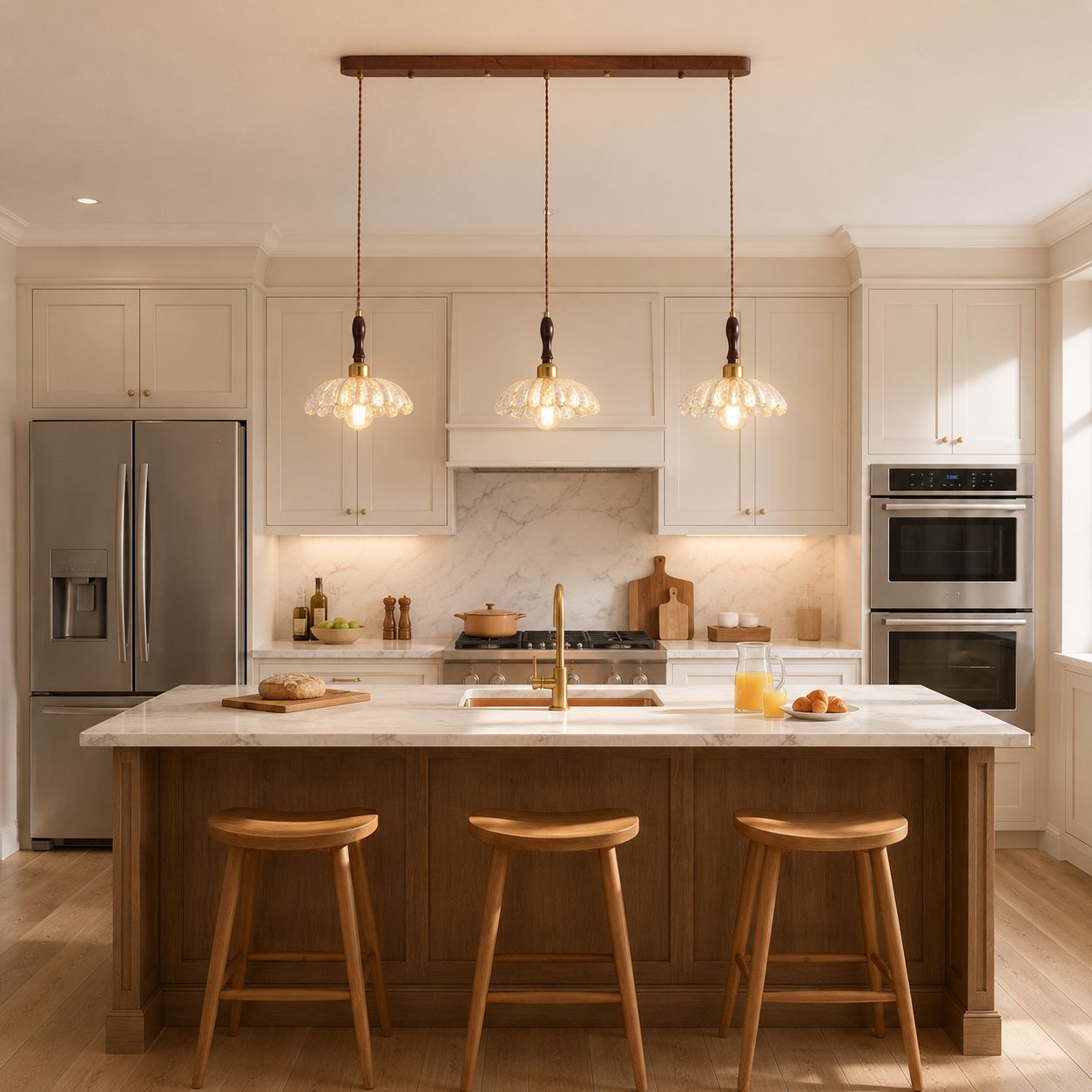 3-Light Walnut Resin Mini Pendant Light | Adjustable Bar Ceiling Lamp Pendant Light Lightsin UK Pre-Order 