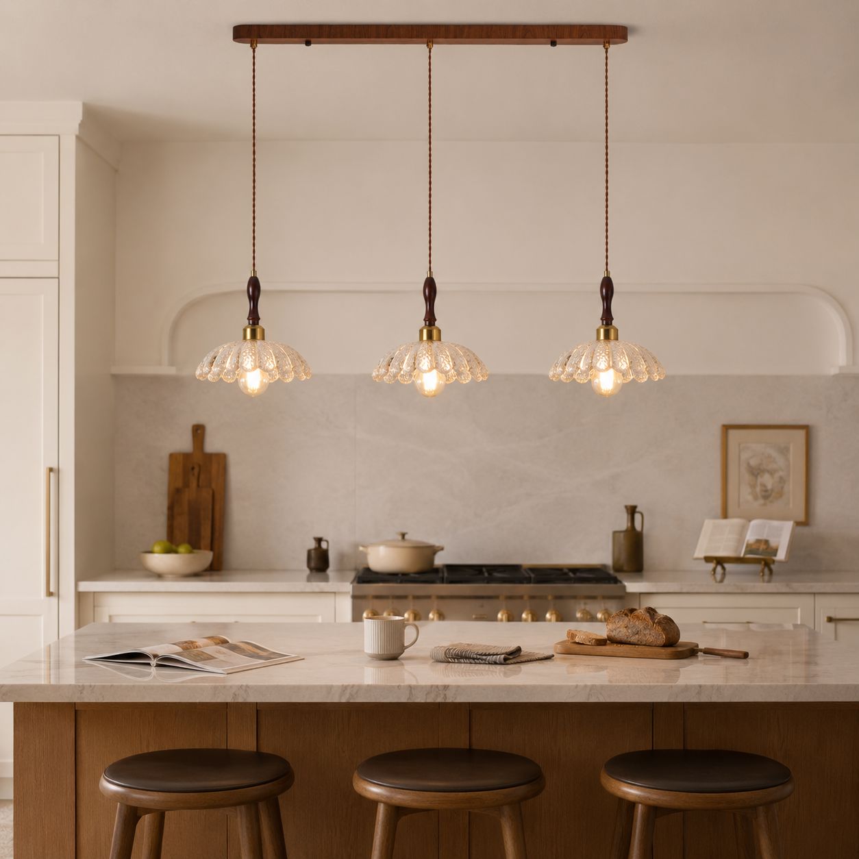 3-Light Walnut Resin Mini Pendant Light | Adjustable Bar Ceiling Lamp Pendant Light Lightsin UK 