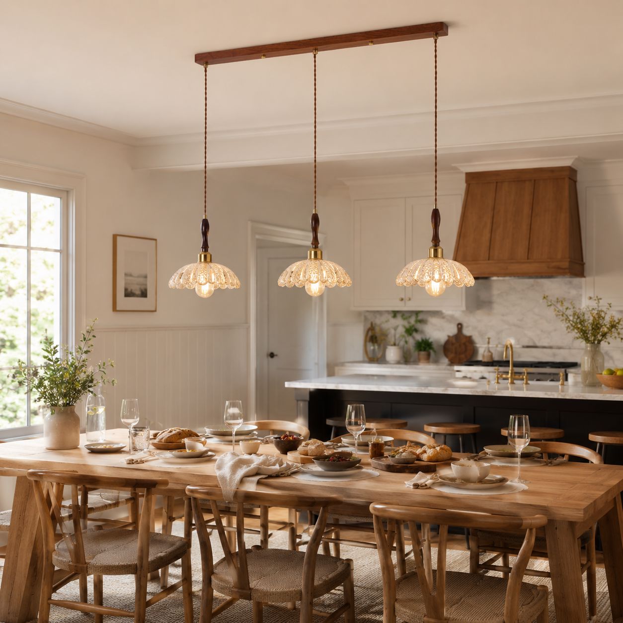 3-Light Walnut Resin Mini Pendant Light | Adjustable Bar Ceiling Lamp Pendant Light Lightsin UK 