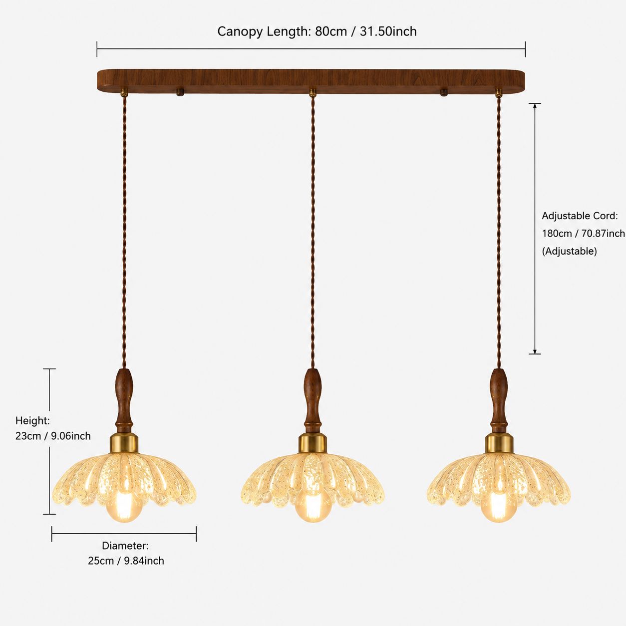 3-Light Walnut Resin Mini Pendant Light | Adjustable Bar Ceiling Lamp Pendant Light Lightsin UK 
