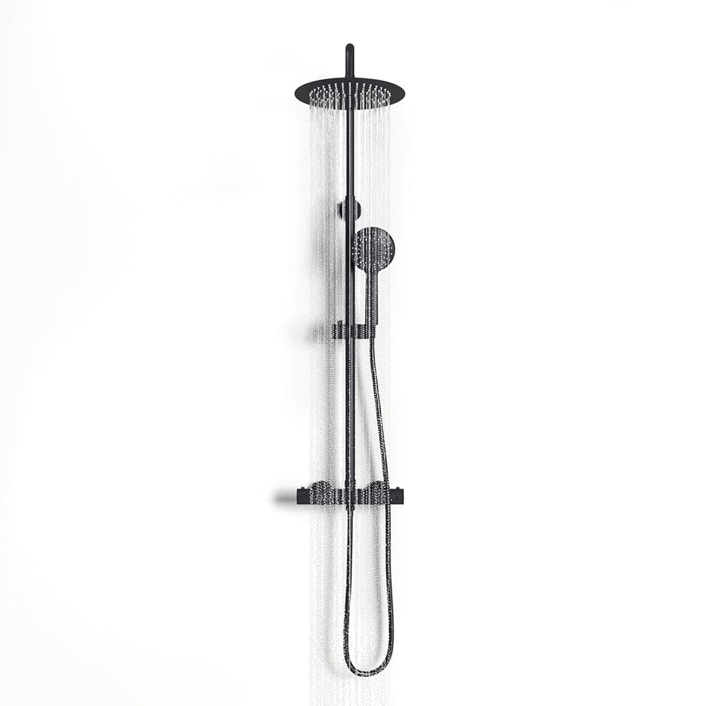 Black Round Shower Head Shower Mixer Set Living and Home