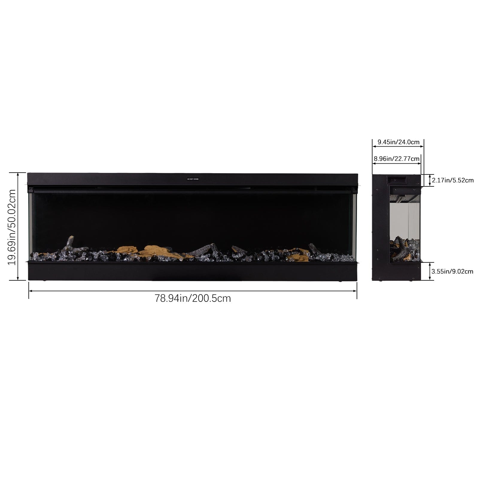 50/60/70/80inch 3-sided Electric Fireplace with Adjustable Color, Temperature and Timing, Controlled by APP Living and Home 