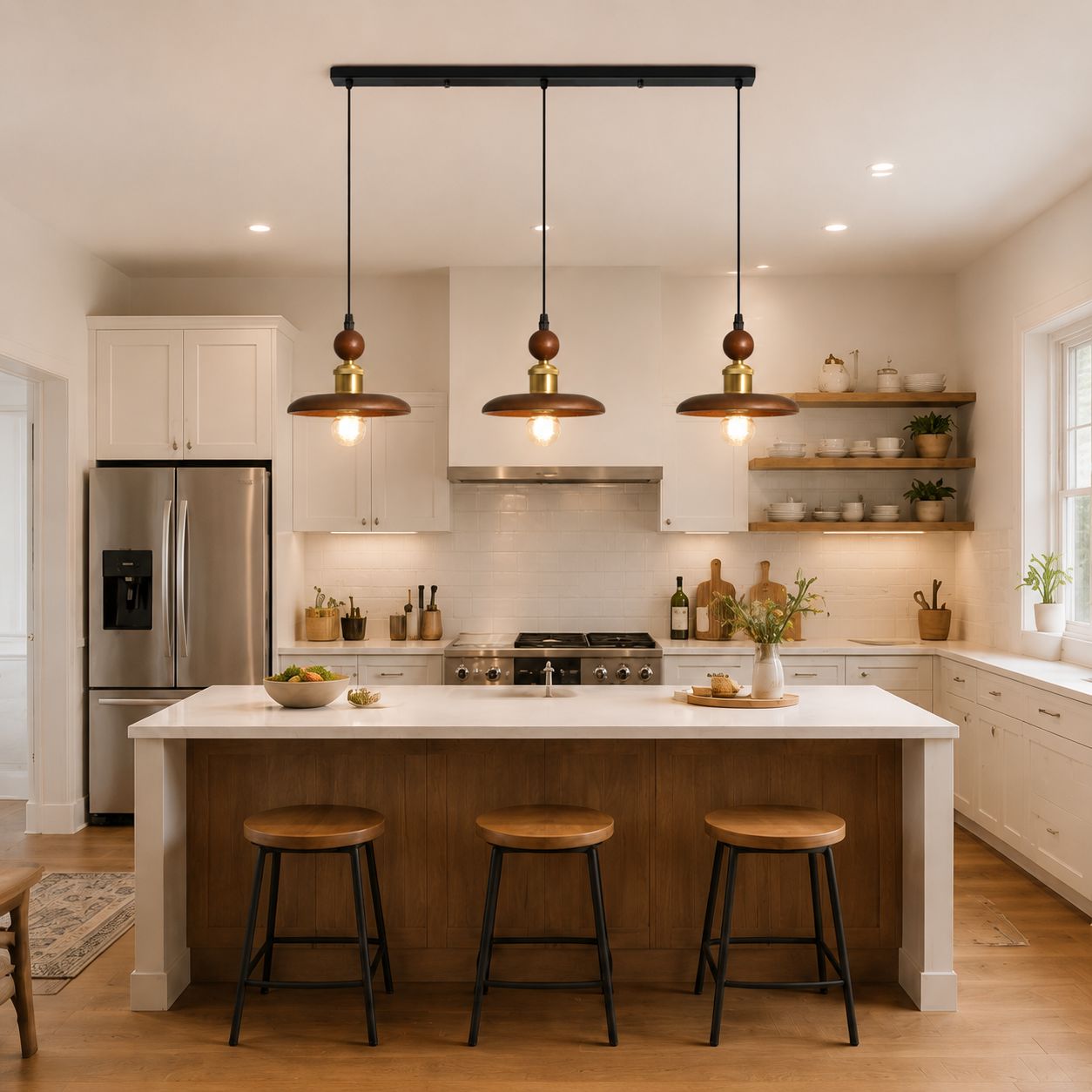 3-Light Walnut Wood Mini Pendant Light | E27 Ceiling Lamp Pendant Light Lightsin UK Pre-Order 