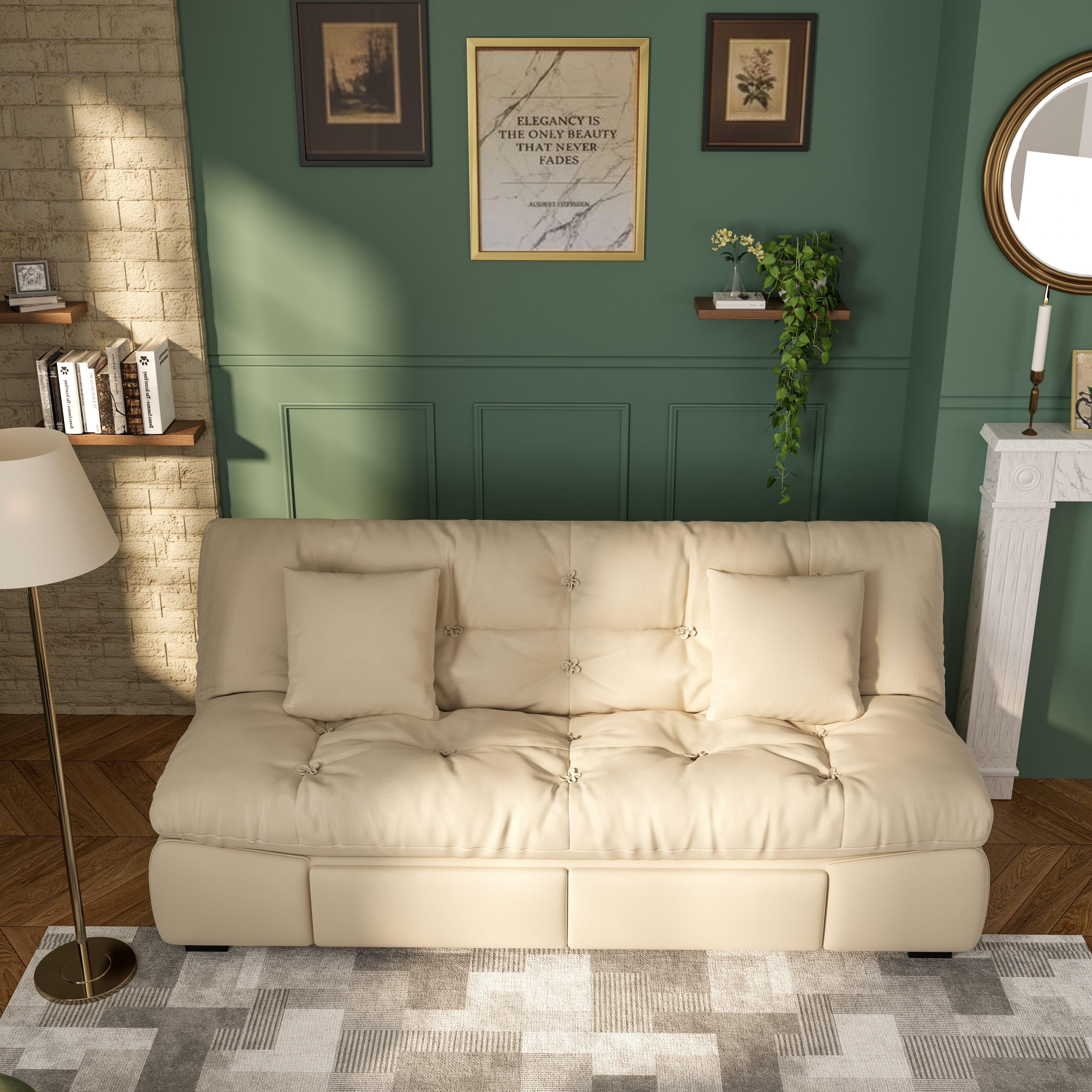 Cottonfy Upgrade Cream Cloud Double Folding Sofa Bed with Storage Cottonfy UK 