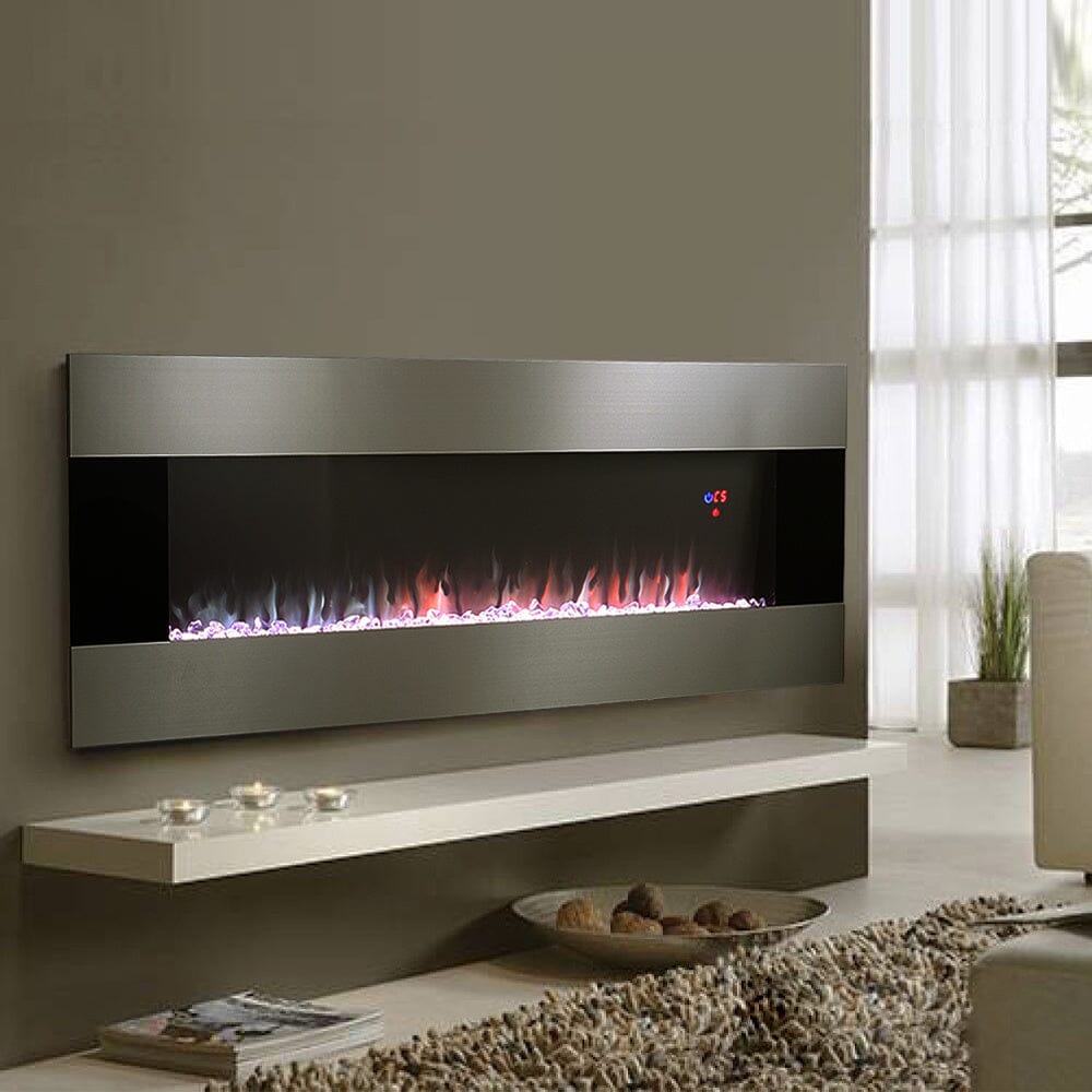 40 Inch Silver Electric Fireplace Wall Mounted Electric Fireplaces with Multi-color Flames Living and Home 
