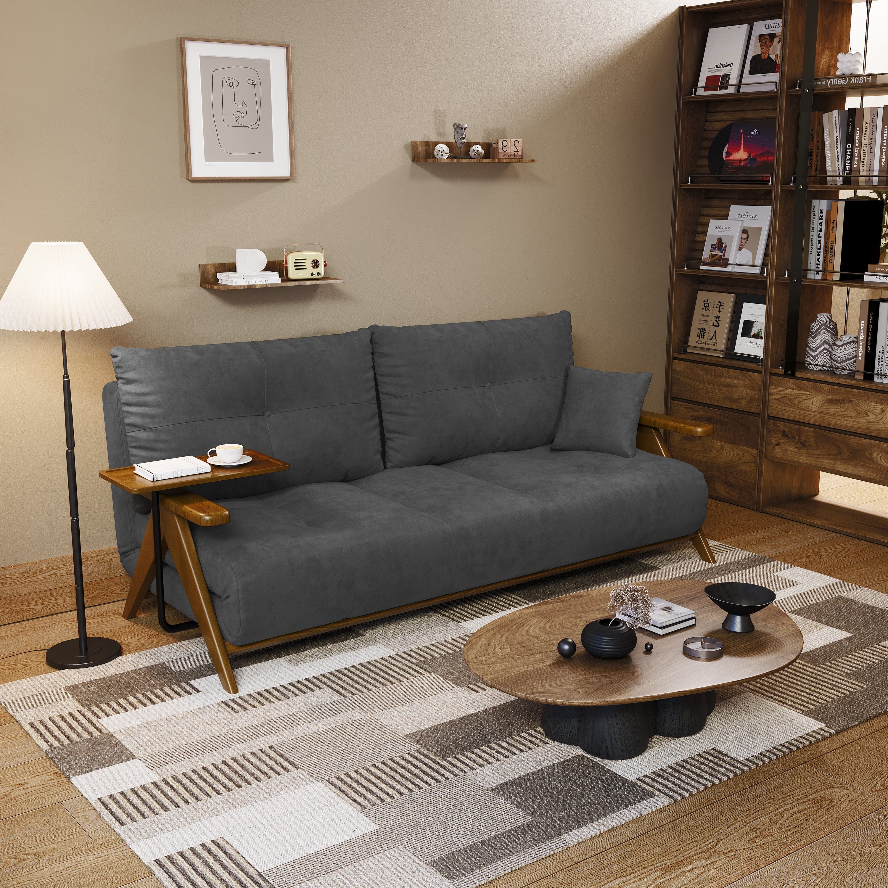 Cottonfy Foldable Matte Fabric Solid Wood 3 Mode Sofa Bed Cottonfy UK 