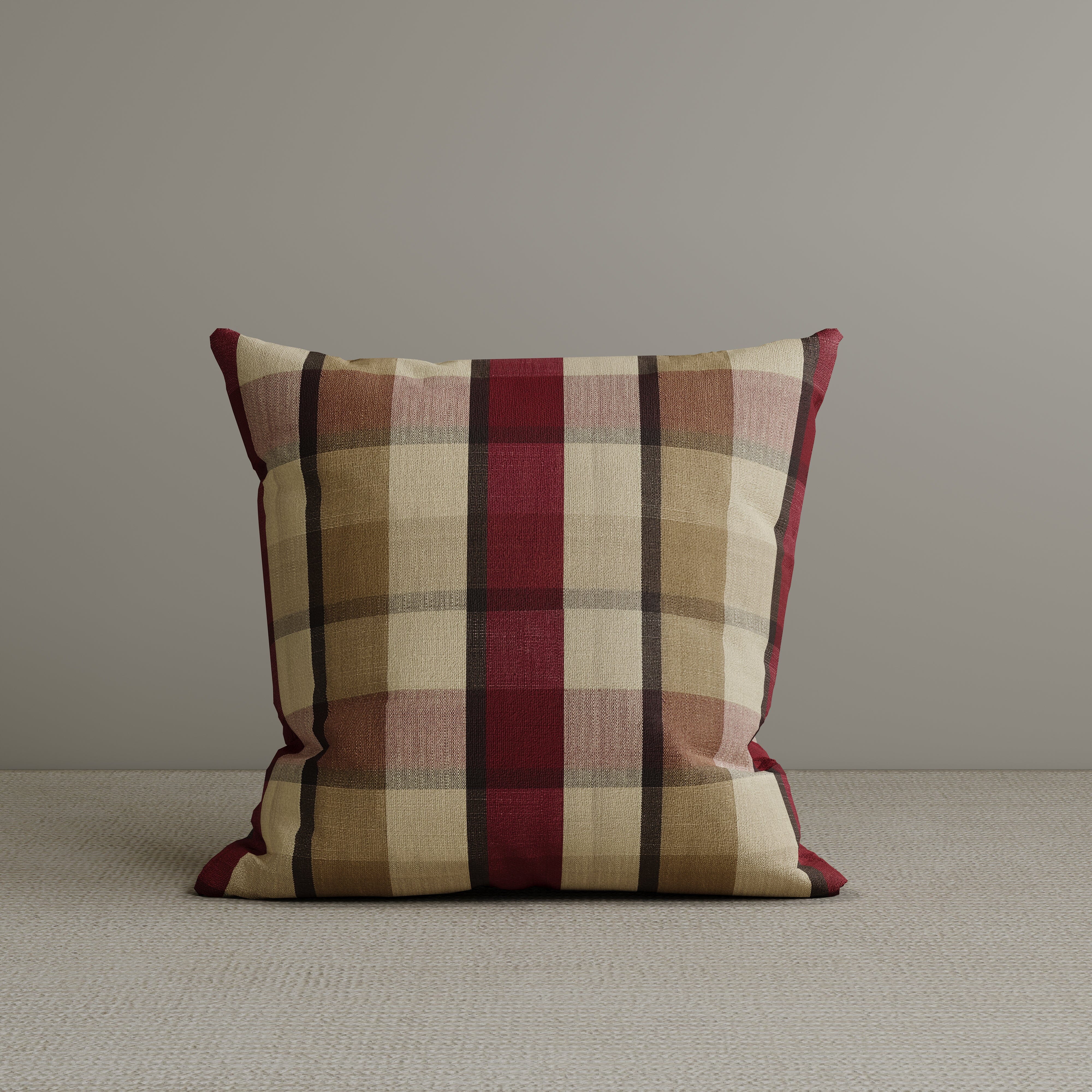 Square Exclusive Design Cushion in Claret Red Check Cotton Linen, 45*45CM Cottonfy UK 1 PC 
