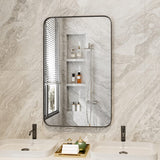 80/122cm W Aluminum Frame Bathroom Vanity Wall Mirror with Rounded Corner Bathroom Mirrors Living and Home 