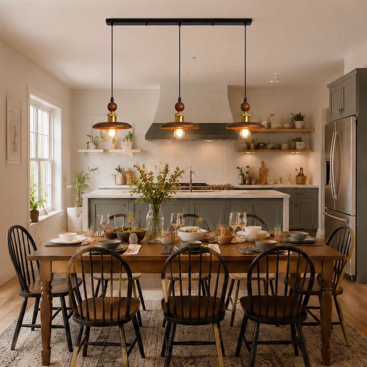 3-Light Walnut Wood Mini Pendant Light | E27 Ceiling Lamp Pendant Light Lightsin UK 