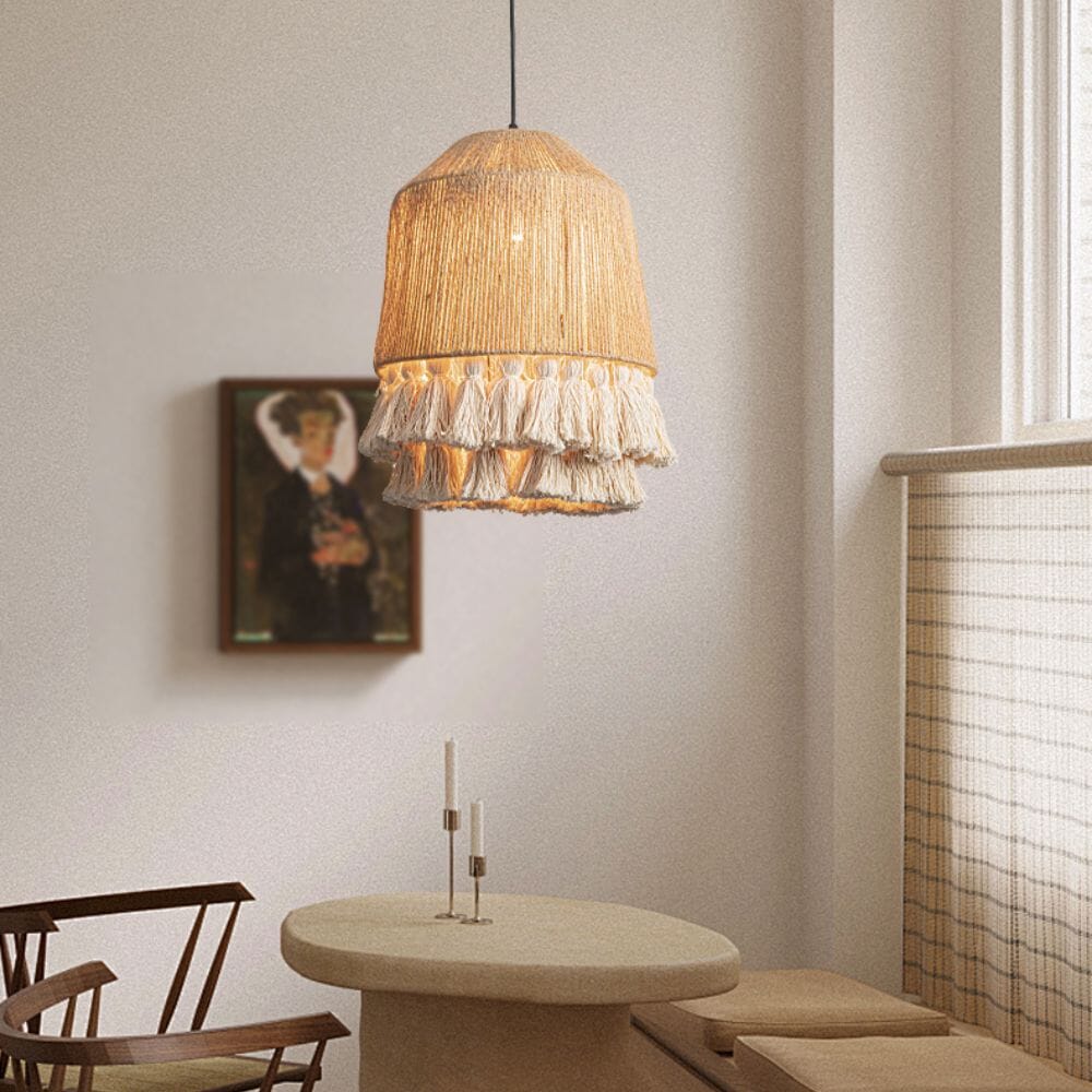 ‍Lightsin Bohemian Creative Tassel Handmade Hemp Rope Pendant Light (100% off) Lightsin UK 
